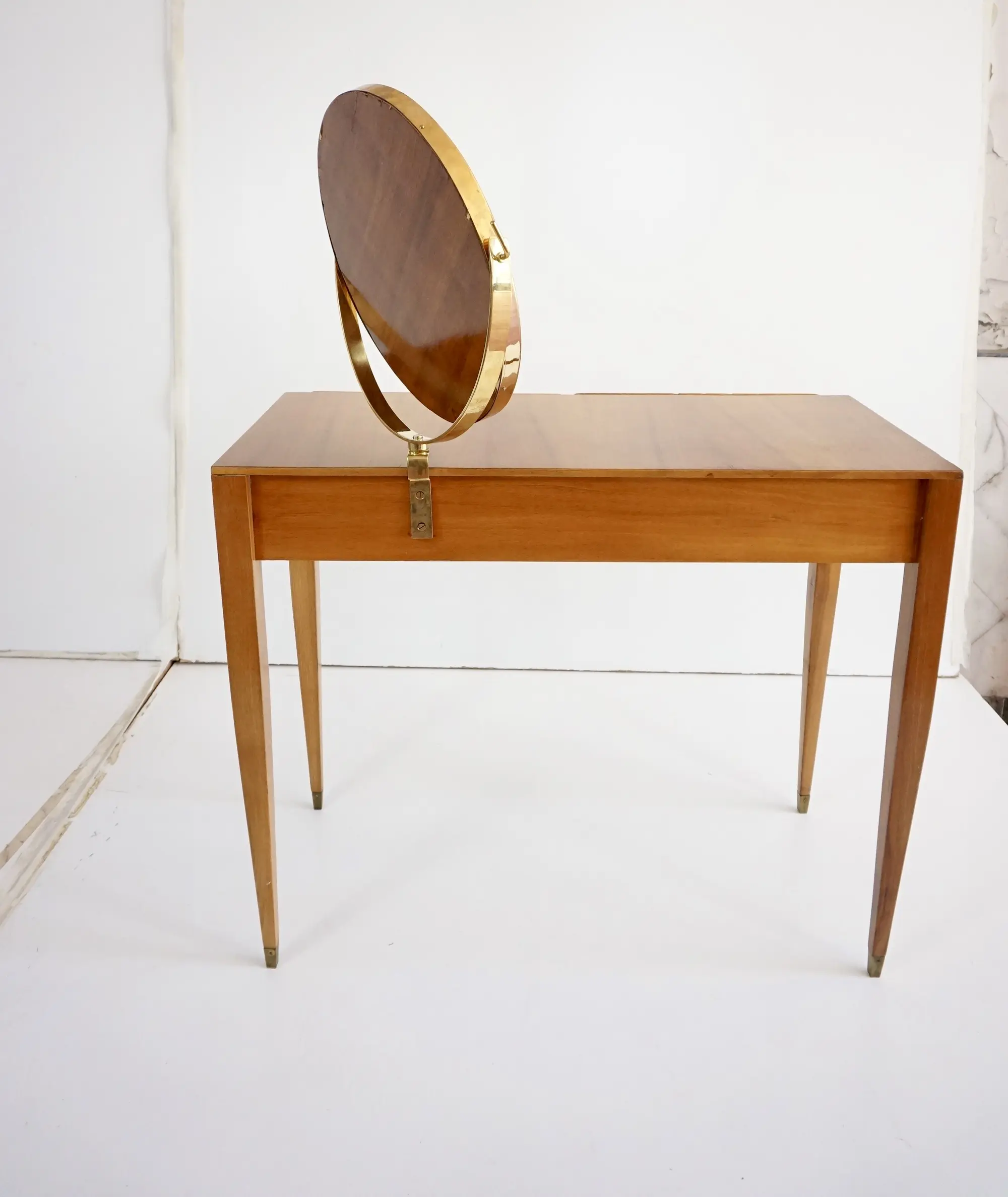 Gio Ponti Vanity desk with a brass circular mirror from Hotel Royal Naples, 1955 — photo 20