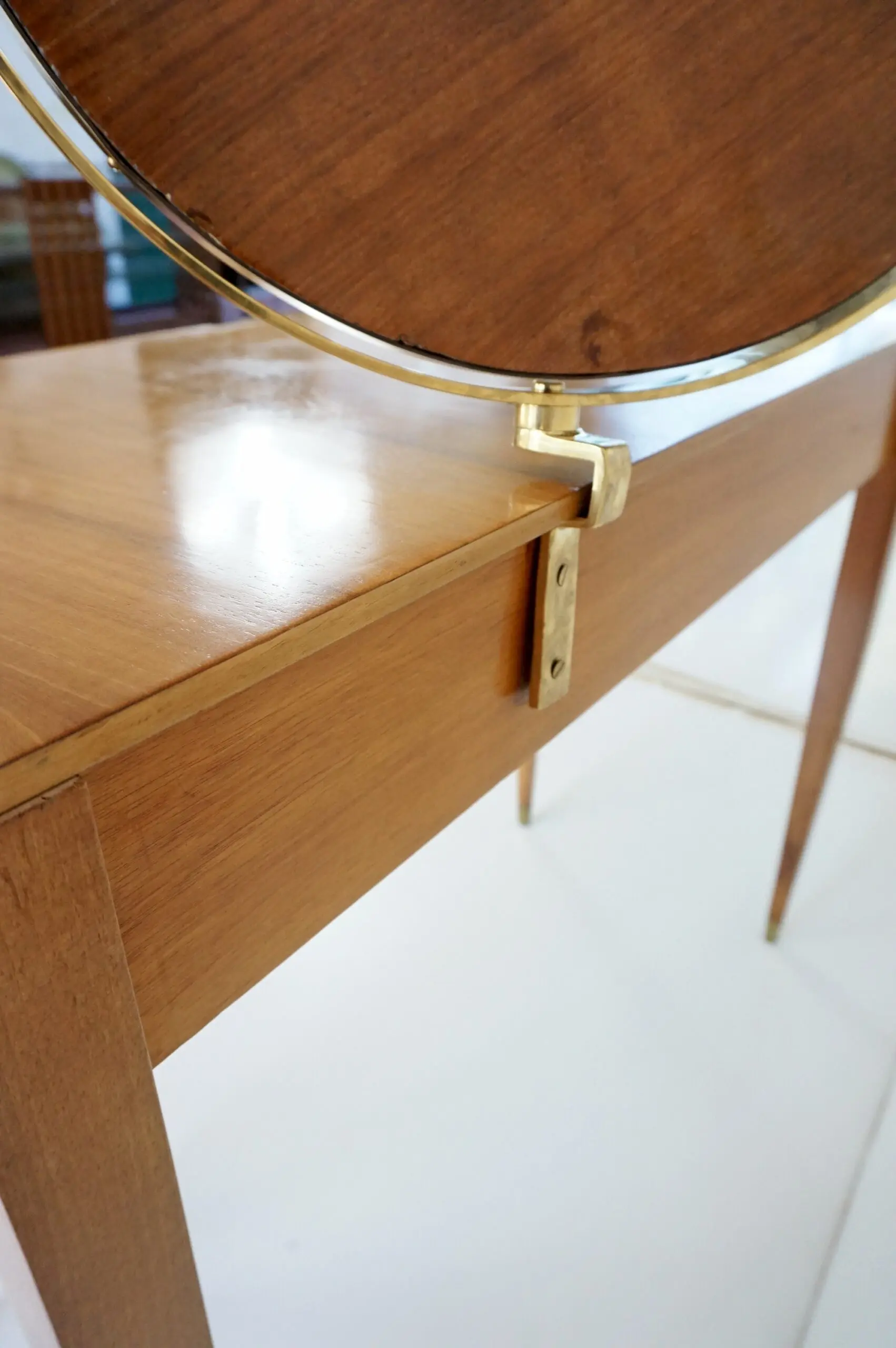 Gio Ponti Vanity desk with a brass circular mirror from Hotel Royal Naples, 1955 — photo 16