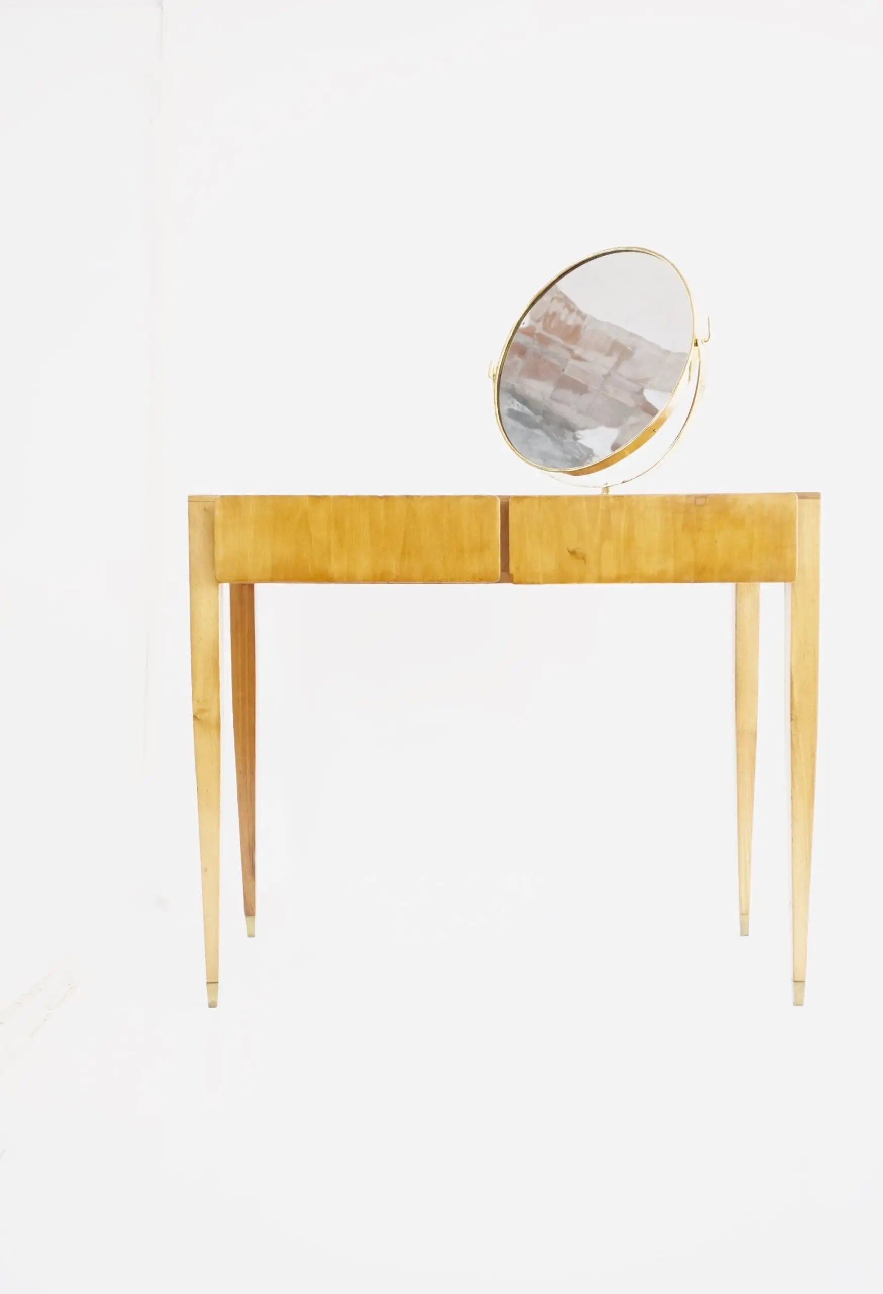 Gio Ponti Vanity desk with a brass circular mirror from Hotel Royal Naples, 1955 — photo 5