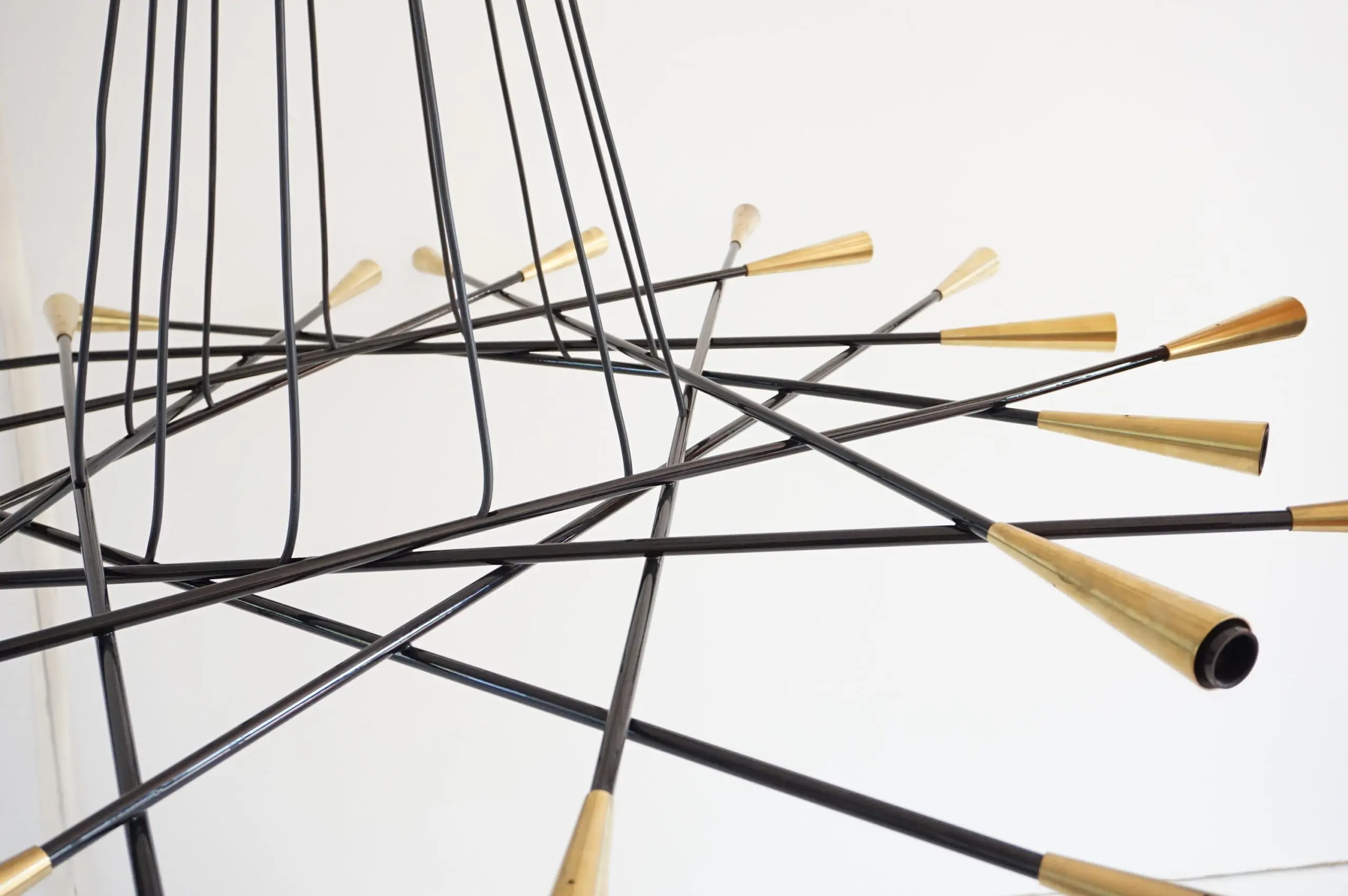 Stilnovo large 24 lights-arms brass ceiling lamp chandelier, Shanghai, 1950 — photo 13