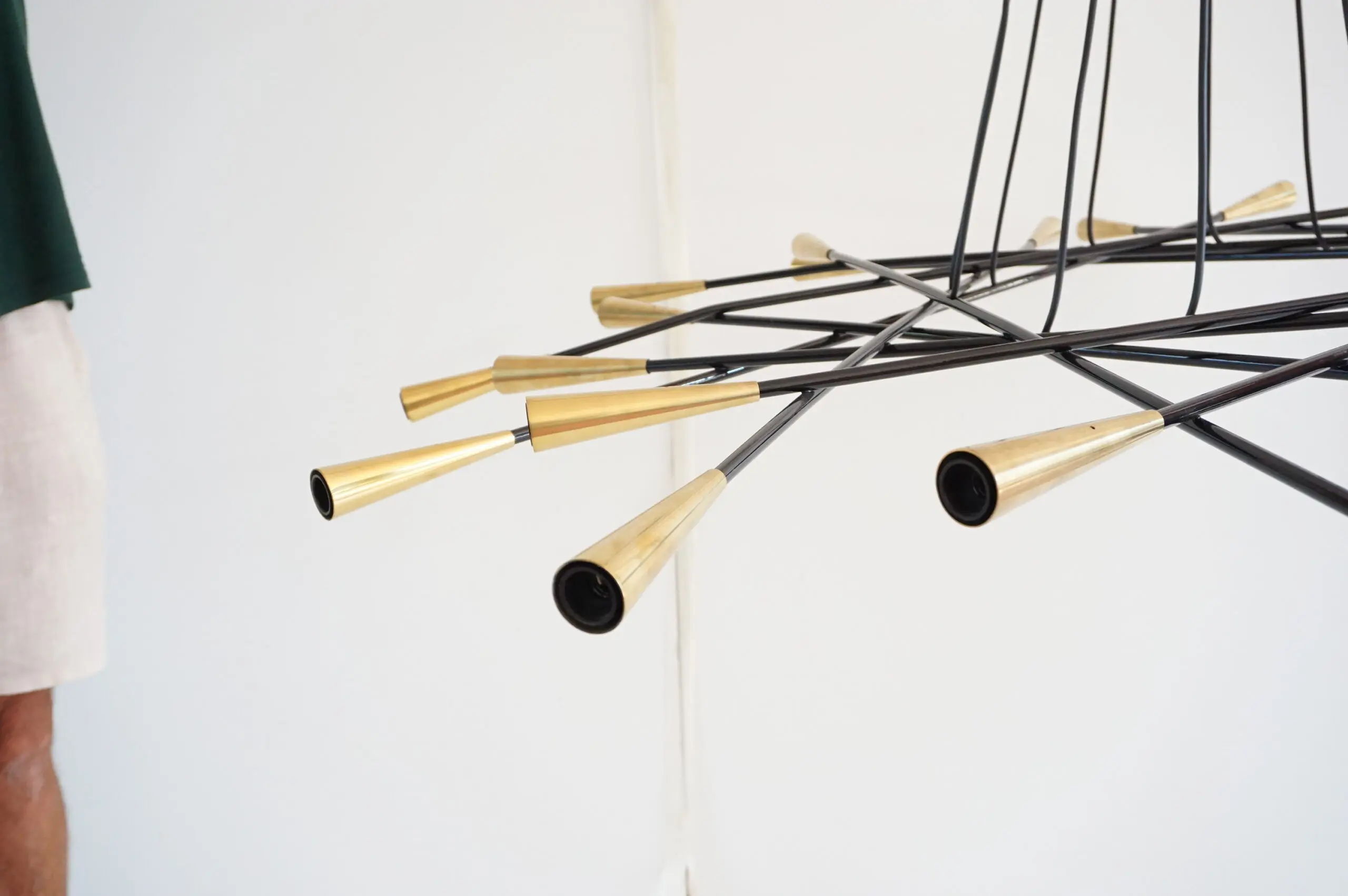 Stilnovo large 24 lights-arms brass ceiling lamp chandelier, Shanghai, 1950 — photo 11