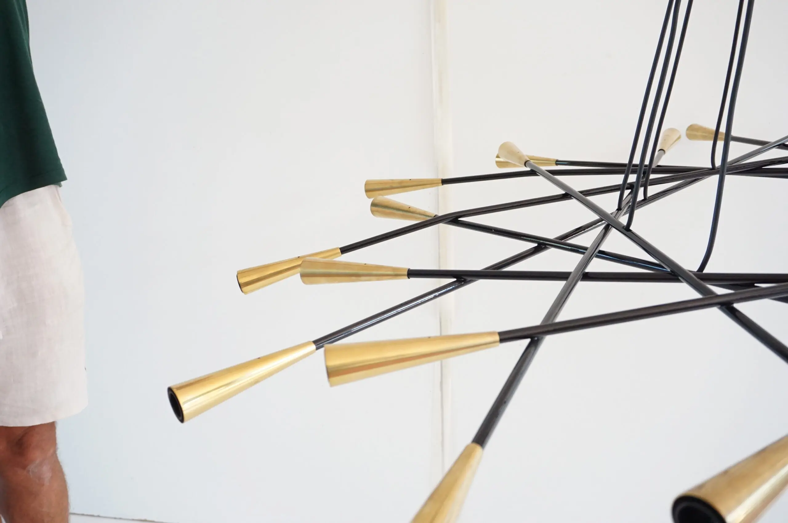 Stilnovo large 24 lights-arms brass ceiling lamp chandelier, Shanghai, 1950 — photo 12