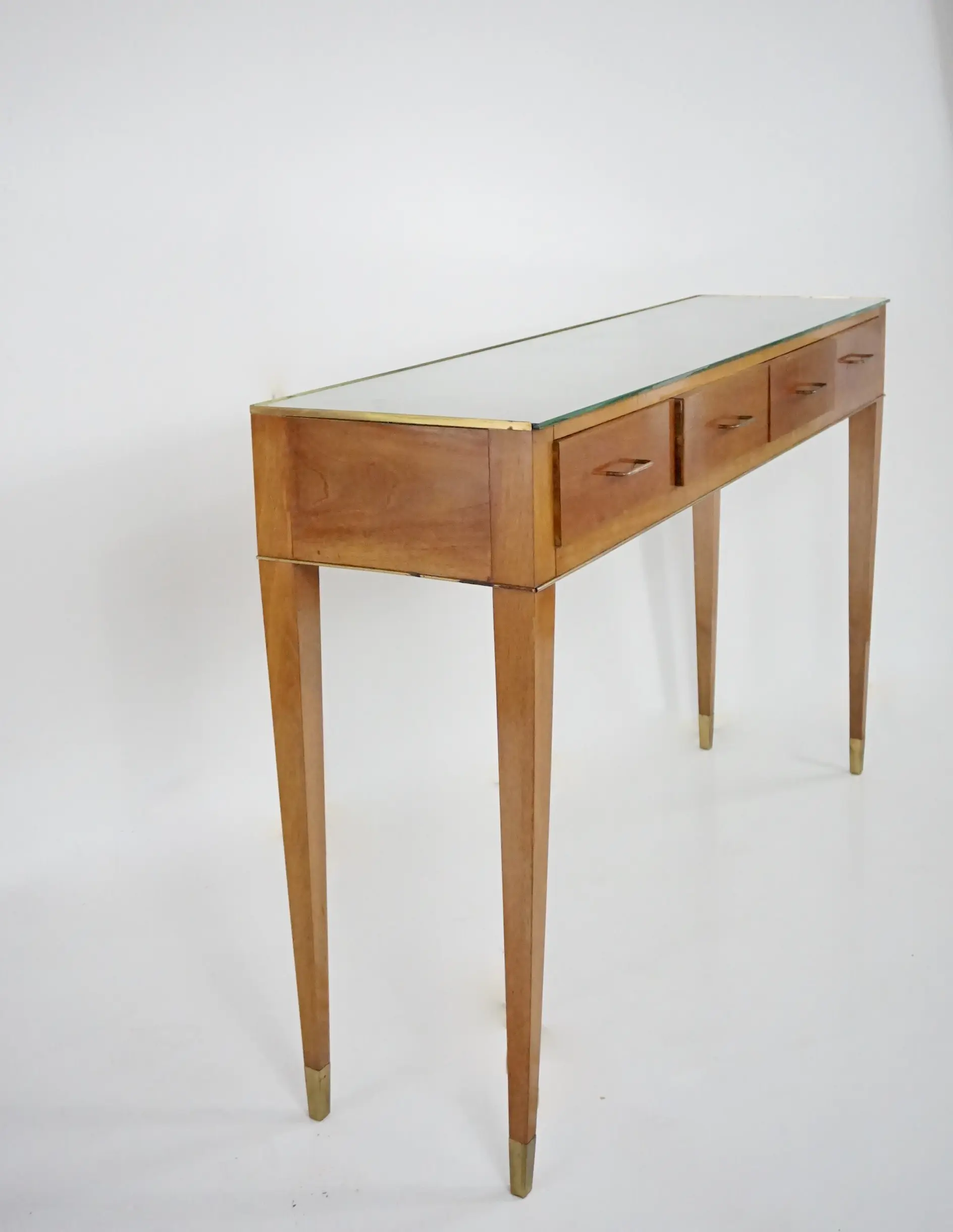 Fine Gio Ponti large unique console table, four drawers, cherrywood, brass, 1955 — photo 12