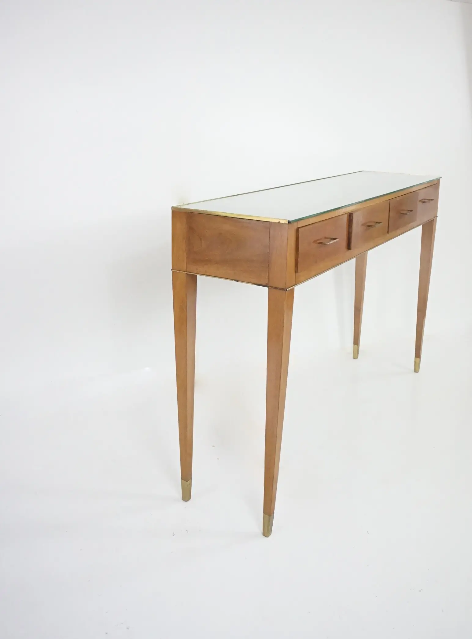Fine Gio Ponti large unique console table, four drawers, cherrywood, brass, 1955 — photo 13