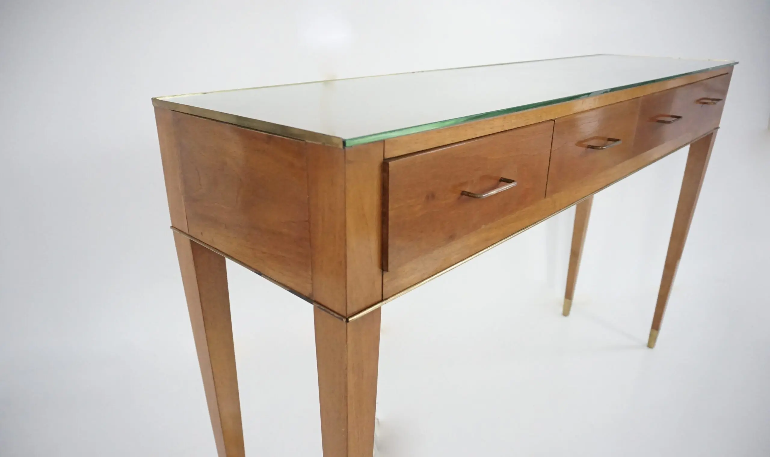 Fine Gio Ponti large unique console table, four drawers, cherrywood, brass, 1955 — photo 14
