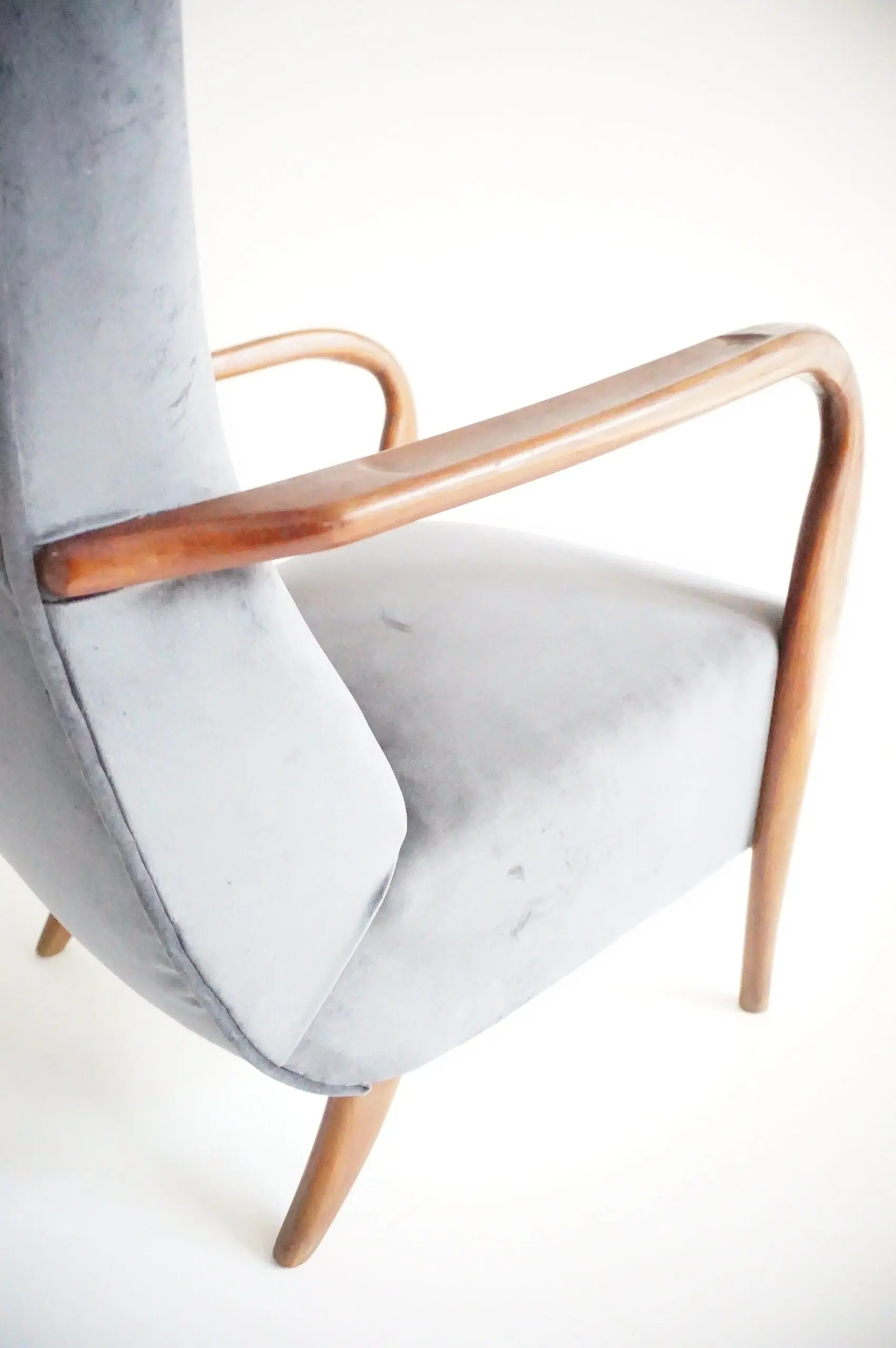 pair of wood and grey velvet armchairs mod. 401 from Cassina, Meda, 1940 — photo 16