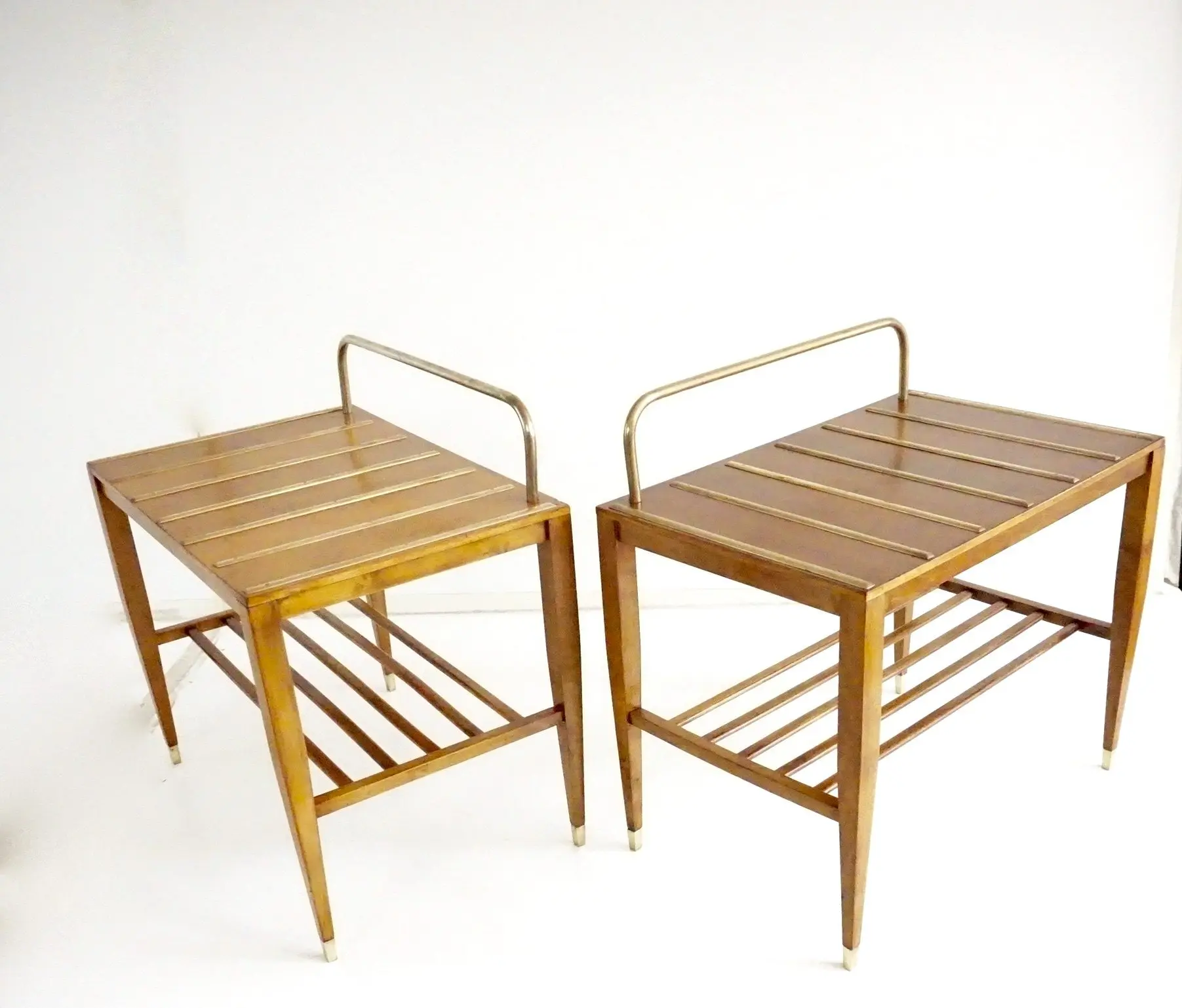 Pair of Gio Ponti Walnut Side Tables, Luggage Racks for Hotel Royal Naples, 1955 — photo 6