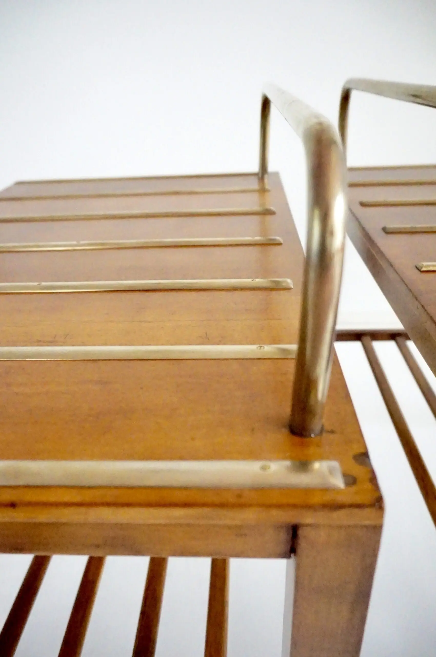 Pair of Gio Ponti Walnut Side Tables, Luggage Racks for Hotel Royal Naples, 1955 — photo 9