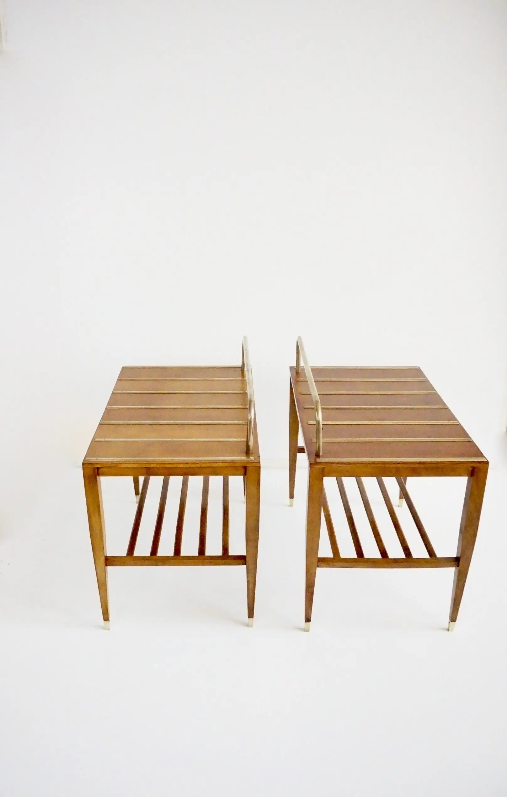Pair of Gio Ponti Walnut Side Tables, Luggage Racks for Hotel Royal Naples, 1955 — photo 4