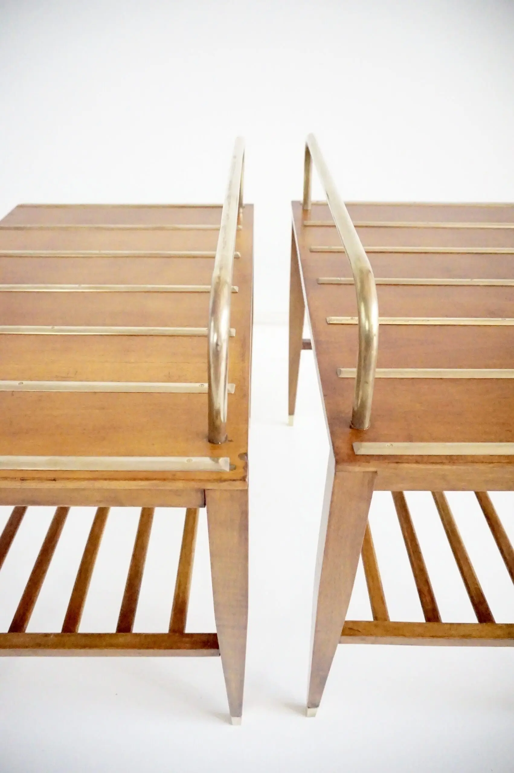 Pair of Gio Ponti Walnut Side Tables, Luggage Racks for Hotel Royal Naples, 1955 — photo 12