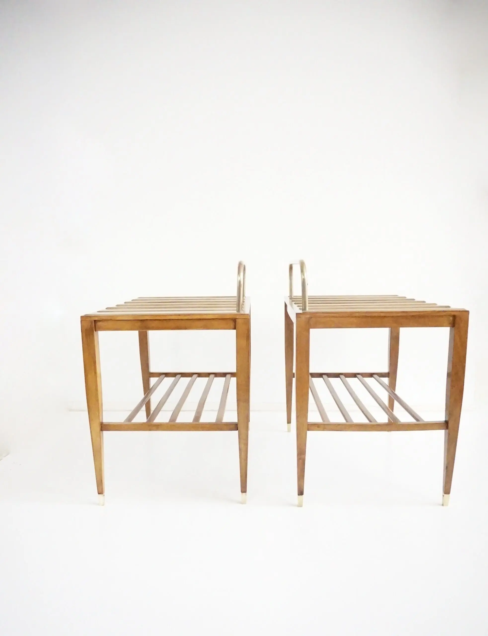 Pair of Gio Ponti Walnut Side Tables, Luggage Racks for Hotel Royal Naples, 1955 — photo 5