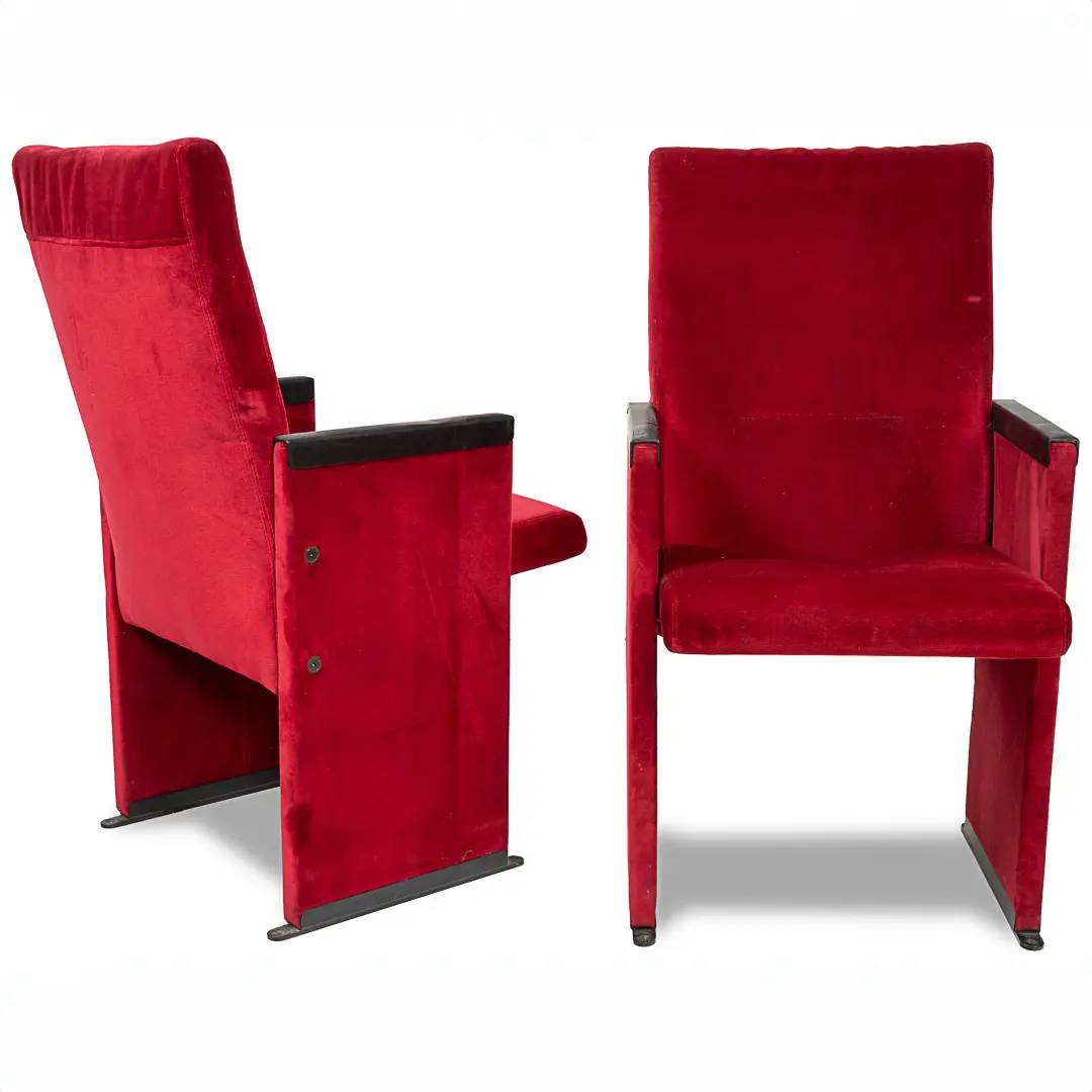 Set of 12 Red Velvet Carlo Scarpa Theatre Chairs, from the Auditorium Roma, 1960 — photo 5