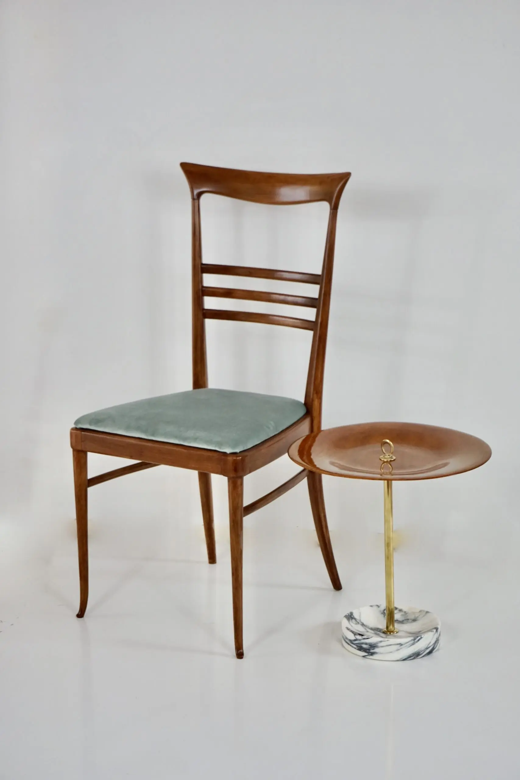 round occasional side table, ash, brass and marble C5 Lorenzo Ciompi, 2025 — photo 11