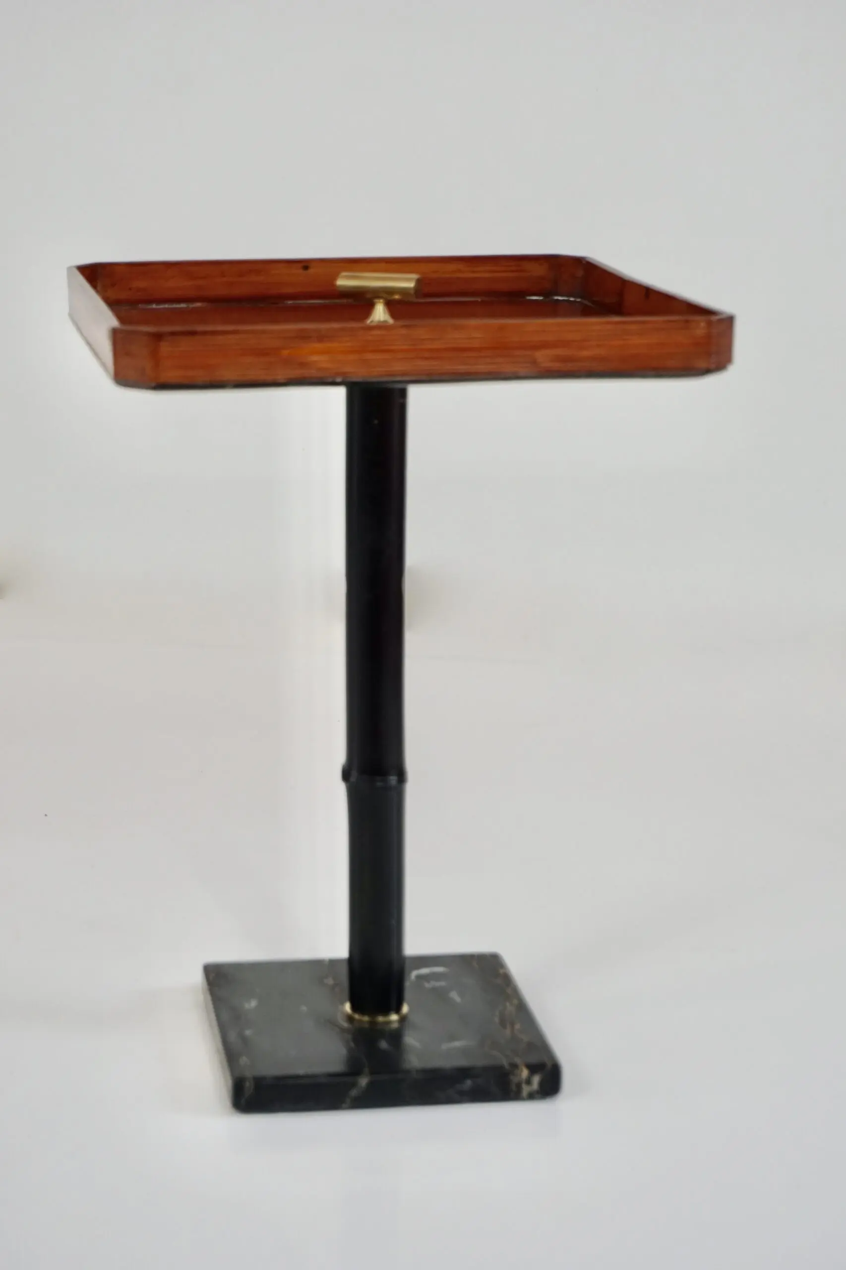 squared  gueridon side table marble, bamboo, wood, brass, C-NOIRE 2 L. Ciompi 25 — image 3