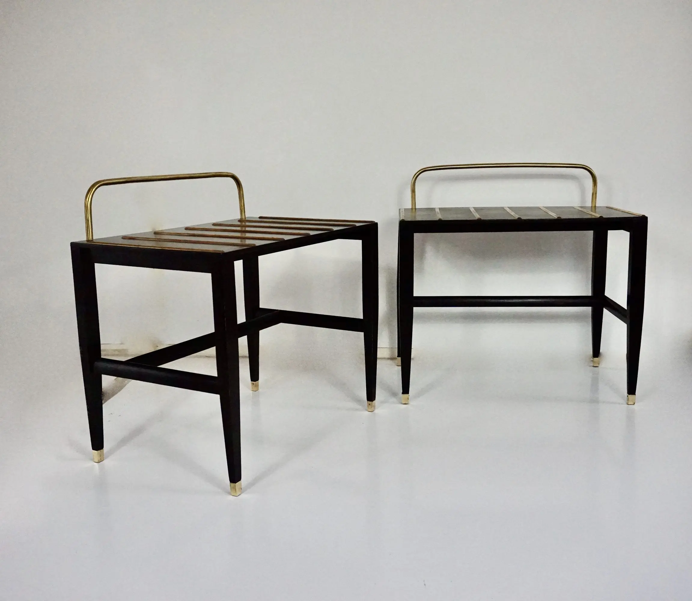 pair Gio Ponti Black Lacquered Side Tables from Hotel Royal, Naples, 1955 — Gio Ponti