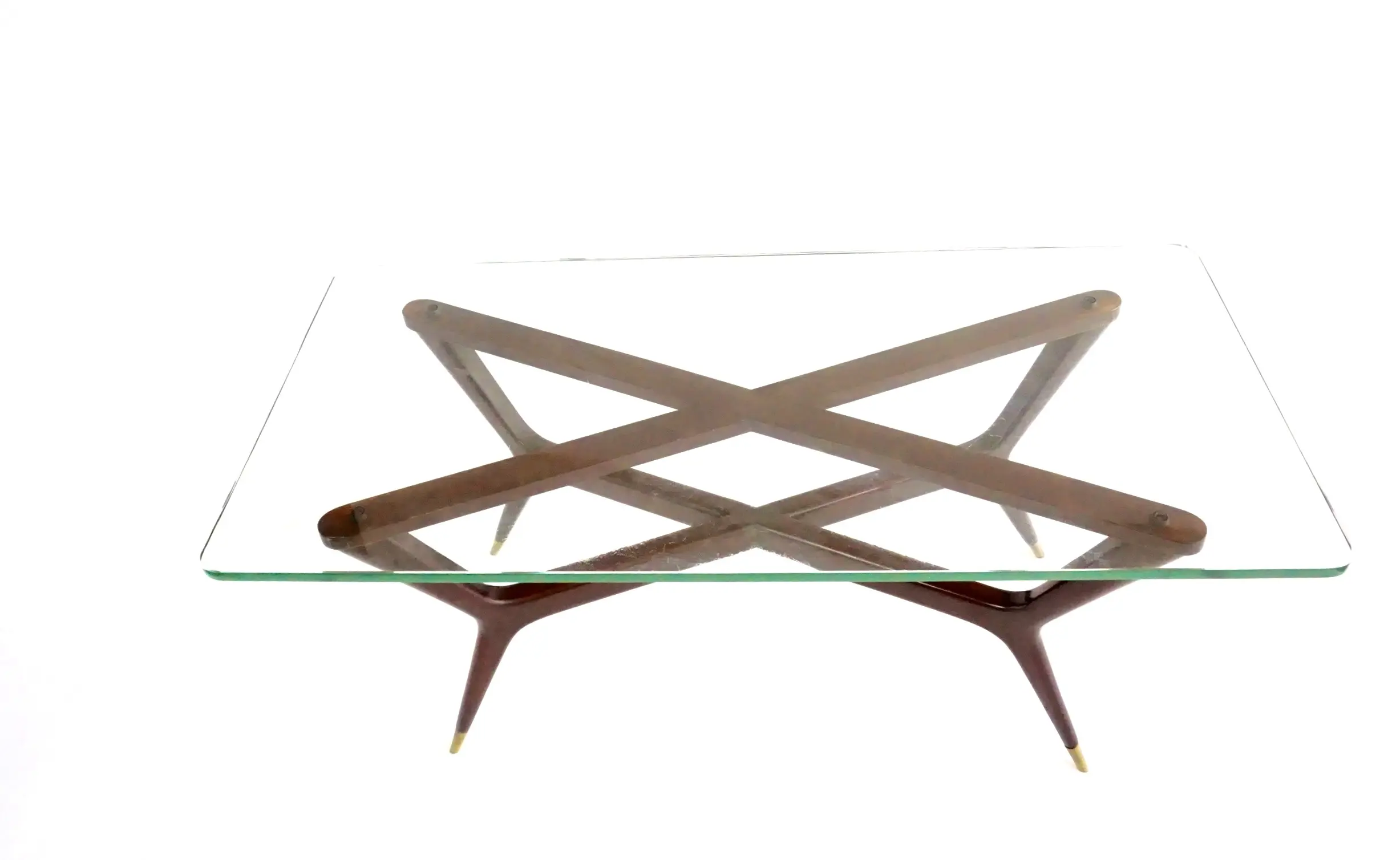 large Gio Ponti coffee table, walnut and Fontana arte thick glass, 1940 — photo 5