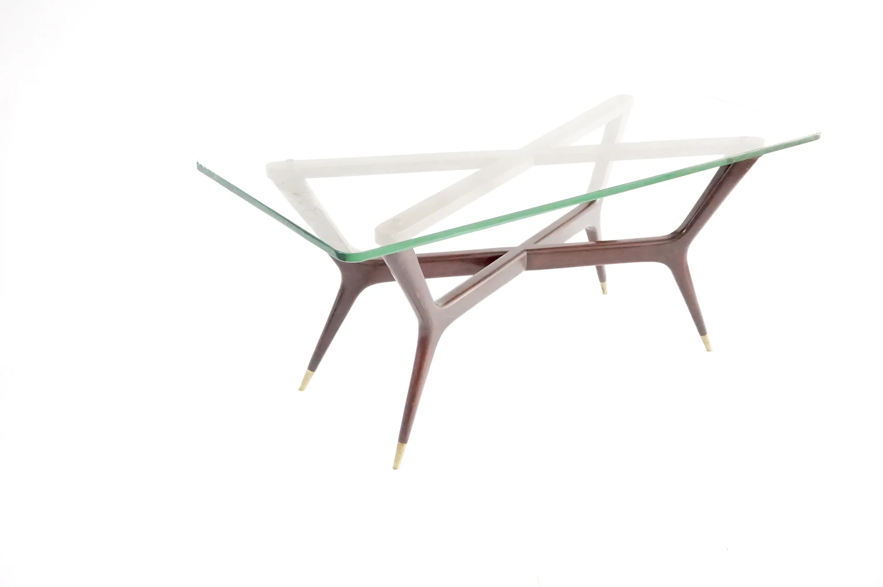 large Gio Ponti coffee table, walnut and Fontana arte thick glass, 1940 — photo 20