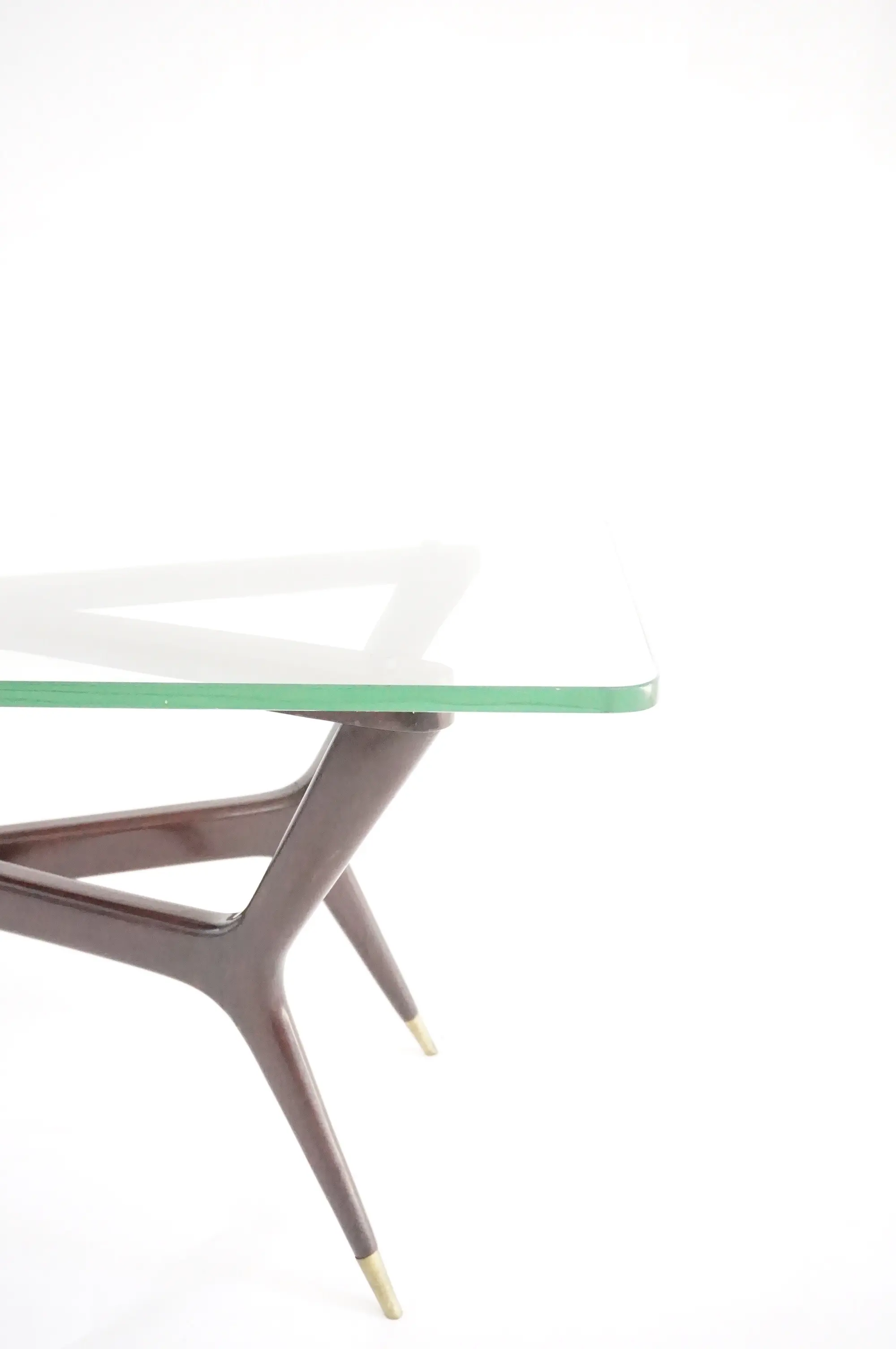 large Gio Ponti coffee table, walnut and Fontana arte thick glass, 1940 — photo 8