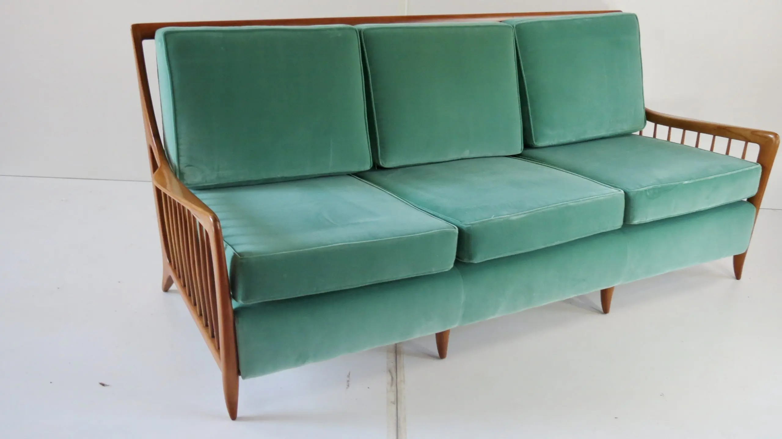 Rare Large Paolo Buffa Cherrywood Green Sofa, 1942 — image 3