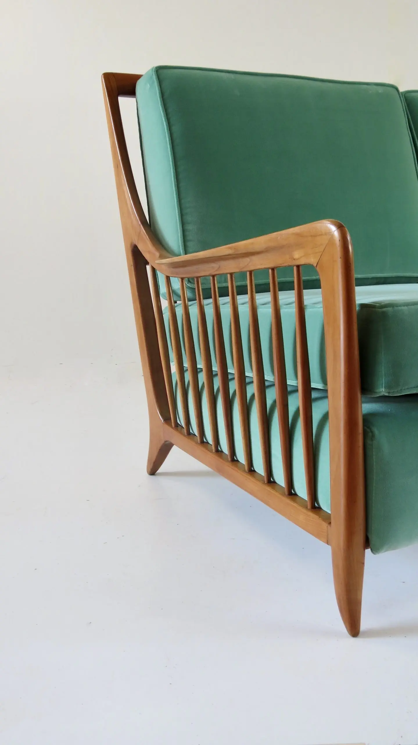 Rare Large Paolo Buffa Cherrywood Green Sofa, 1942 — photo 4