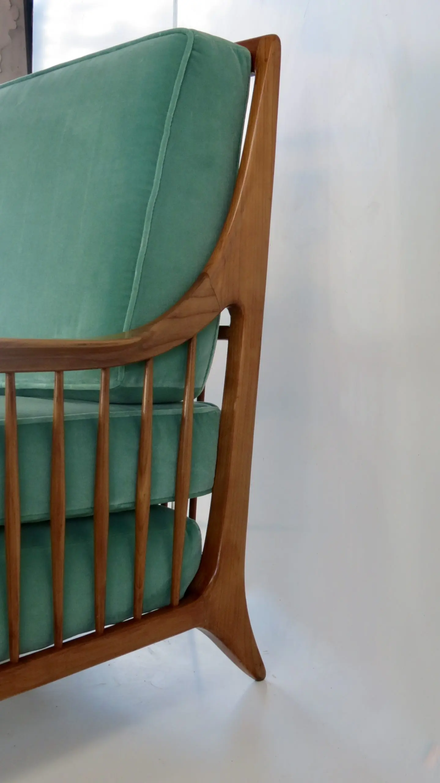 Rare Large Paolo Buffa Cherrywood Green Sofa, 1942 — photo 12