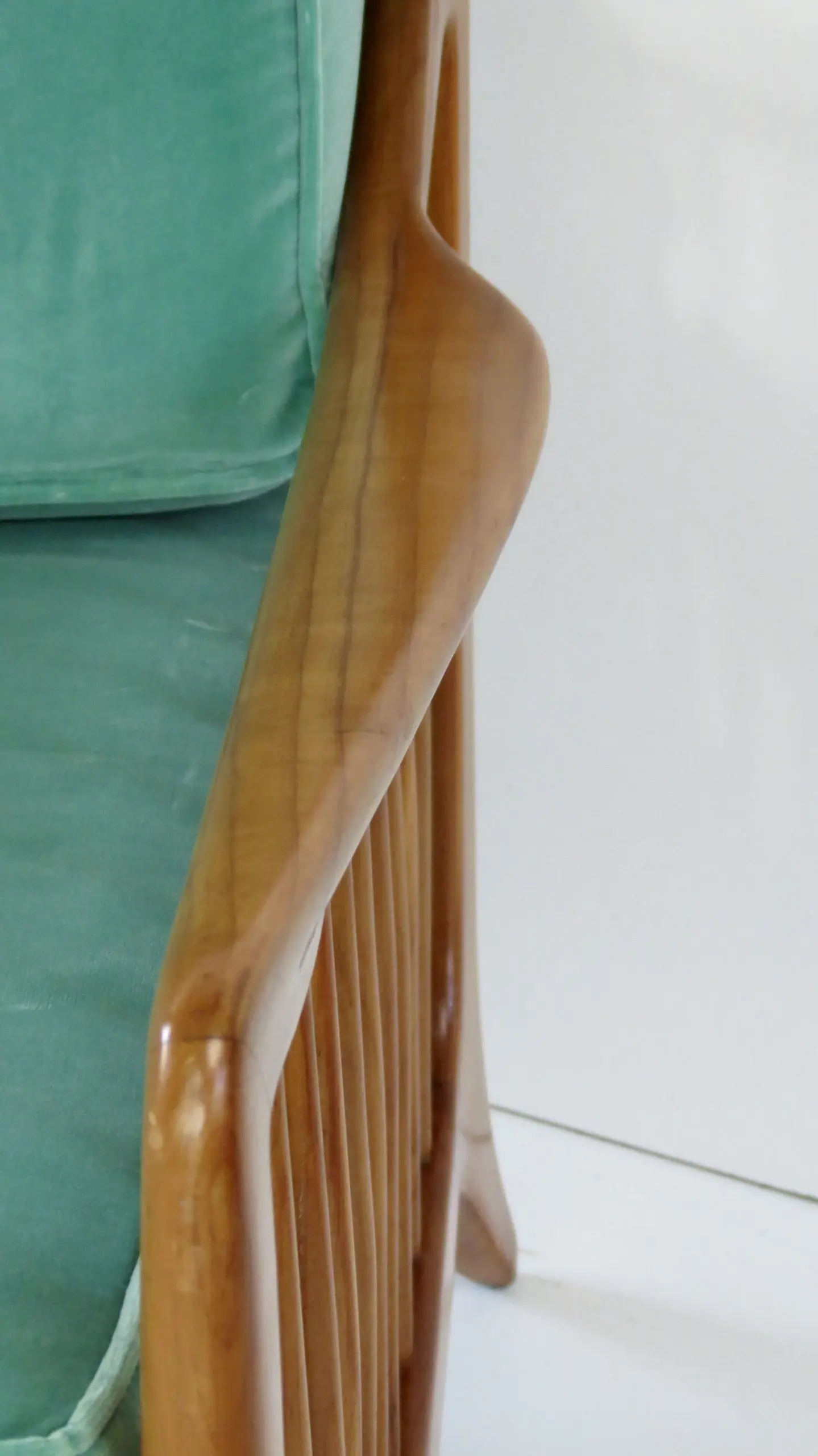 Rare Large Paolo Buffa Cherrywood Green Sofa, 1942 — photo 13