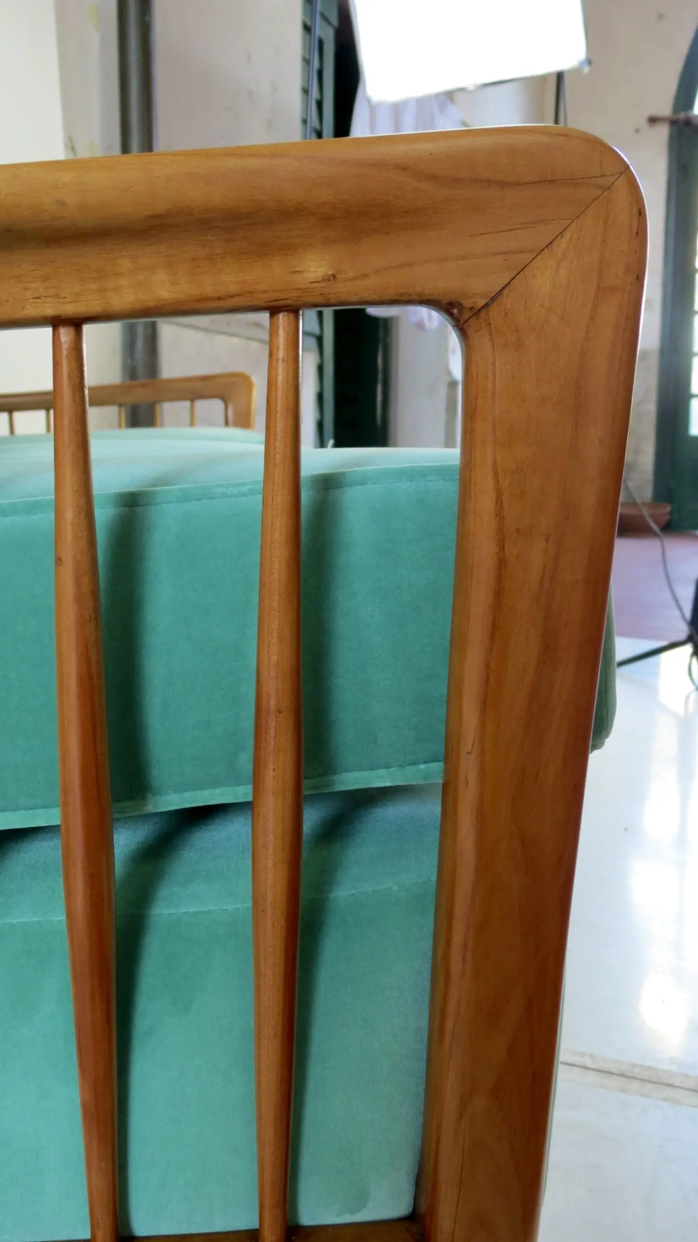 Rare Large Paolo Buffa Cherrywood Green Sofa, 1942 — photo 11