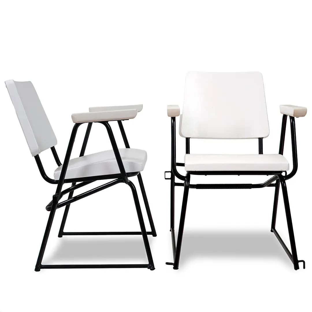 Set of 12 Attr. Studio BBPR Armchairs Withe Laquered Wood Torino 1945 — image 3