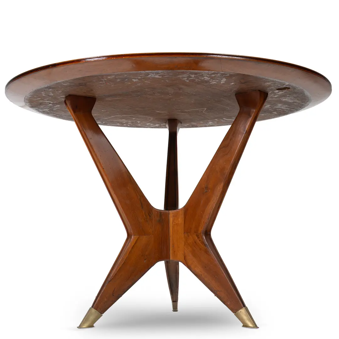 Ico Parisi Round Walnut Dining Table, Three Feet, 1950 — photo 4