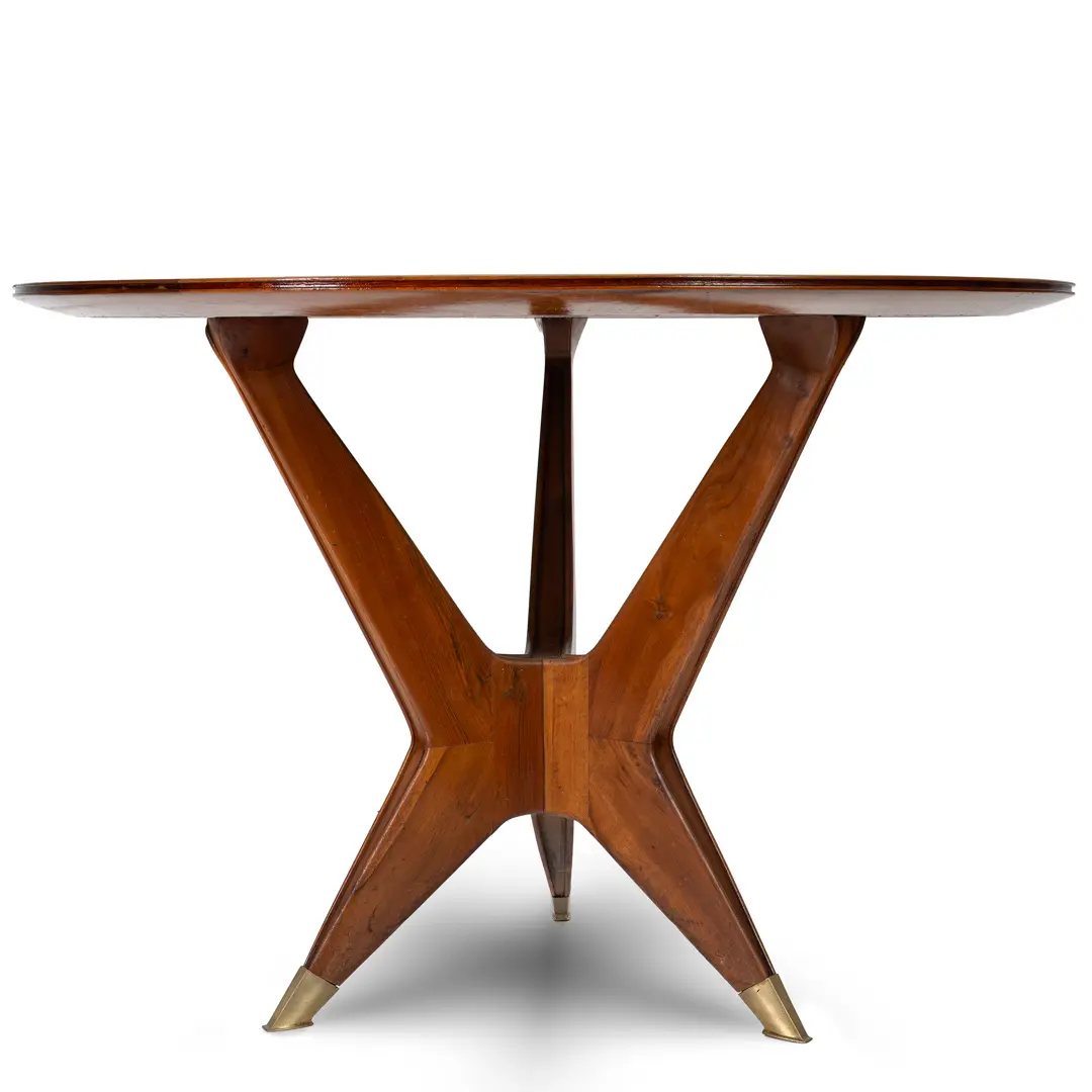 Ico Parisi Round Walnut Dining Table, Three Feet, 1950 — image 3