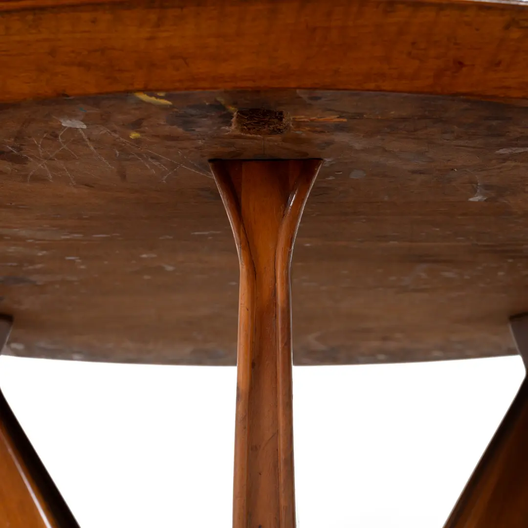 Ico Parisi Round Walnut Dining Table, Three Feet, 1950 — photo 6