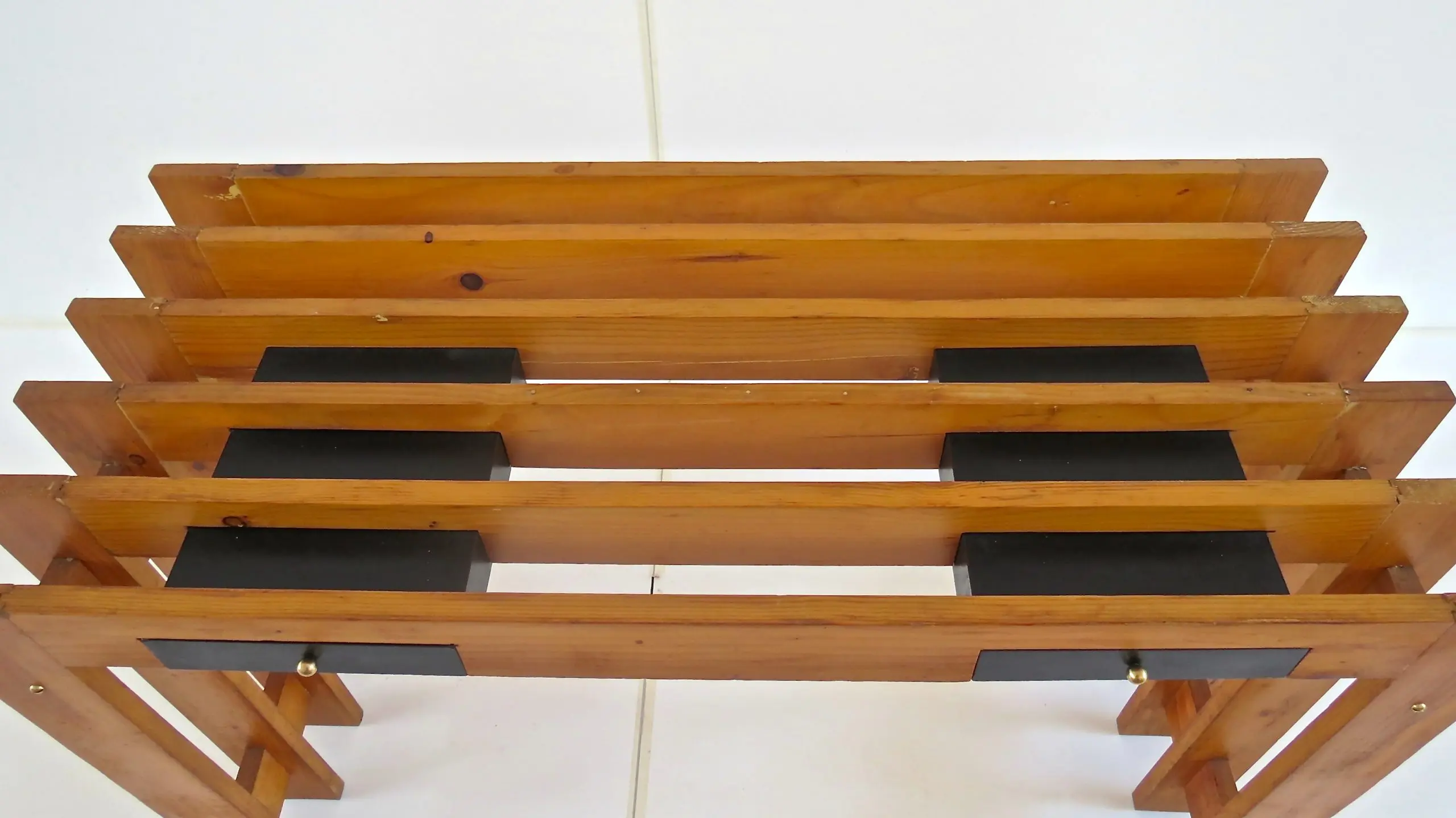 Italian Unique Pine Desk Console Black Opaline Glass Top, 1960 — photo 16