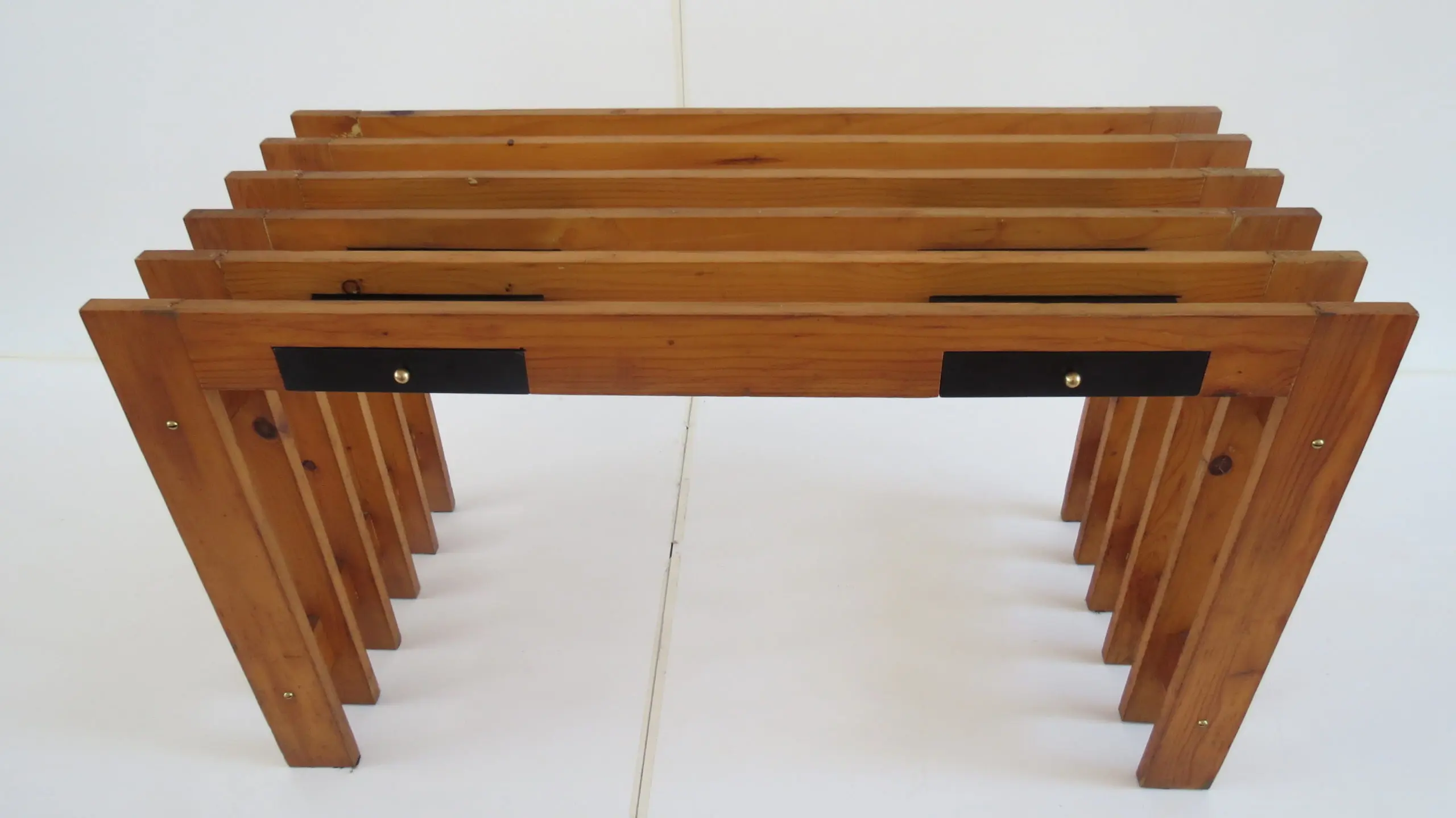 Italian Unique Pine Desk Console Black Opaline Glass Top, 1960 — photo 17