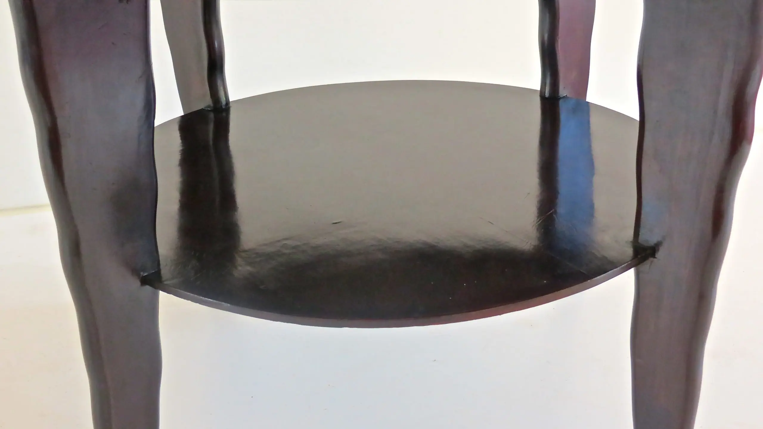 Round Coffee Table Mirror Top Black Laquered Two-Tier Attributed to Borsani 1940 — photo 7