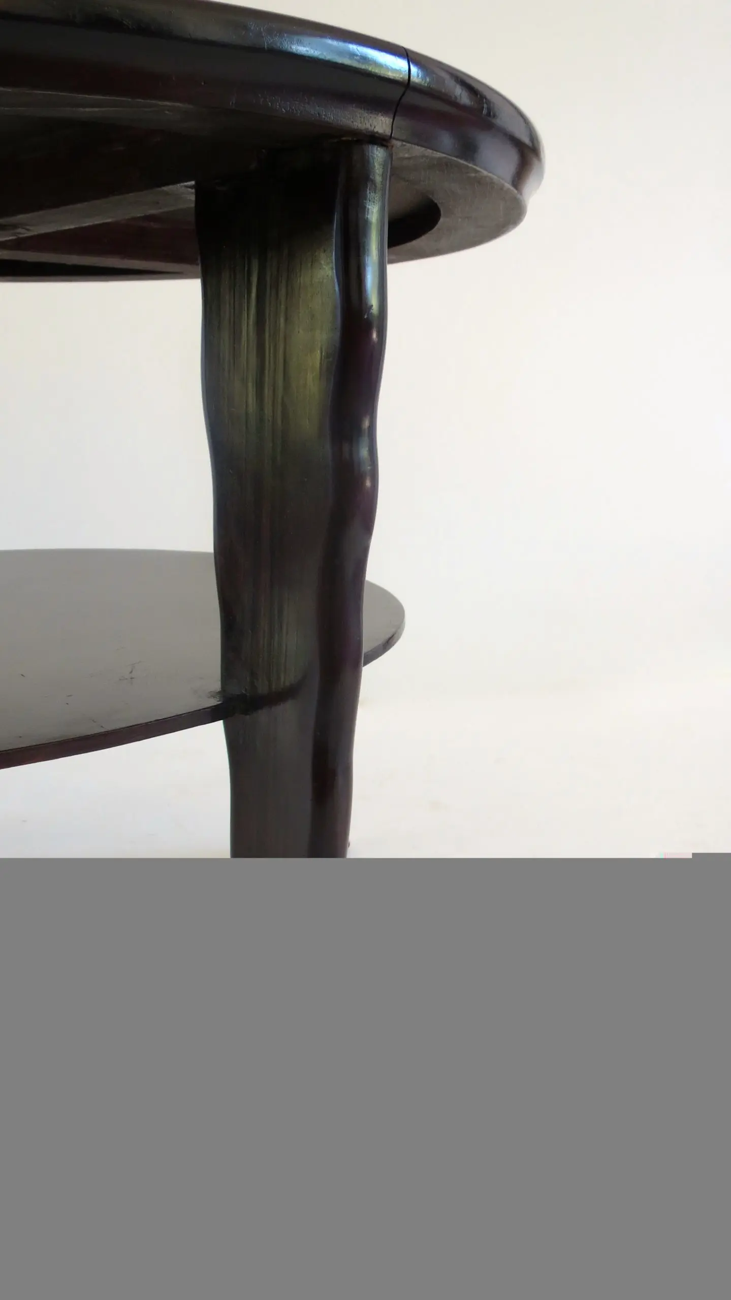 Round Coffee Table Mirror Top Black Laquered Two-Tier Attributed to Borsani 1940 — photo 5