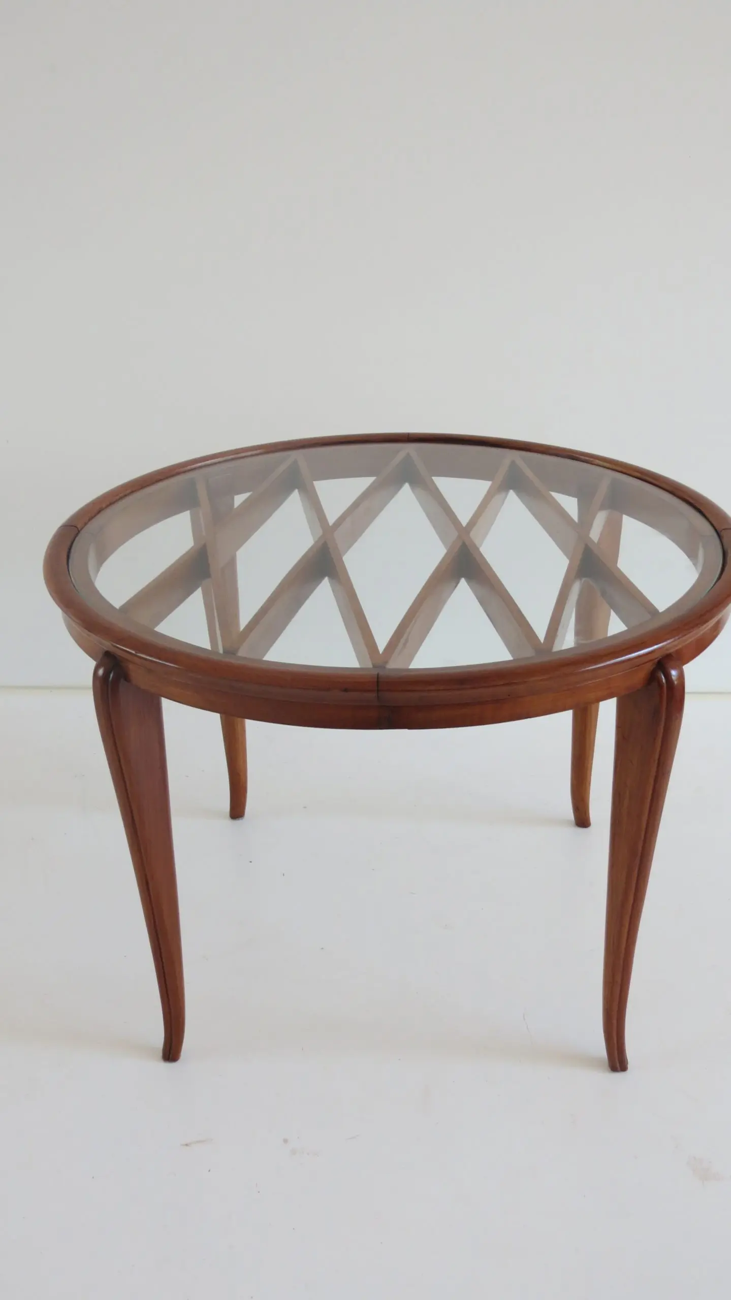 Grid Pattern Walnut Coffee Table Style Gio Ponti, 1940 — image 3