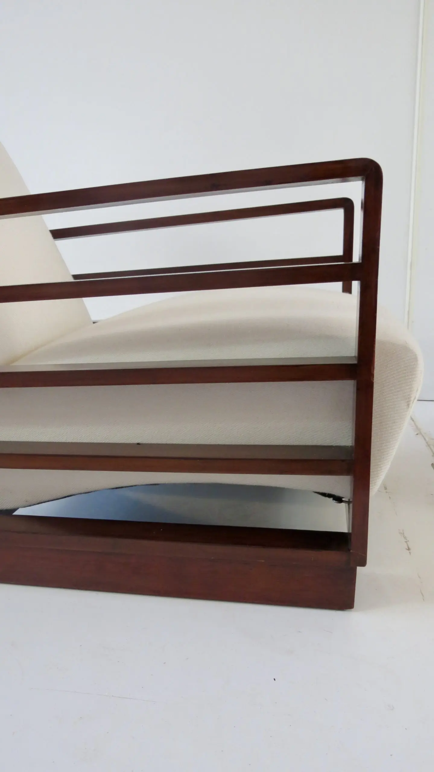 Fine Pair of Mario Quarti Rationalist Beech White Lounge Chairs, 1940 — photo 19