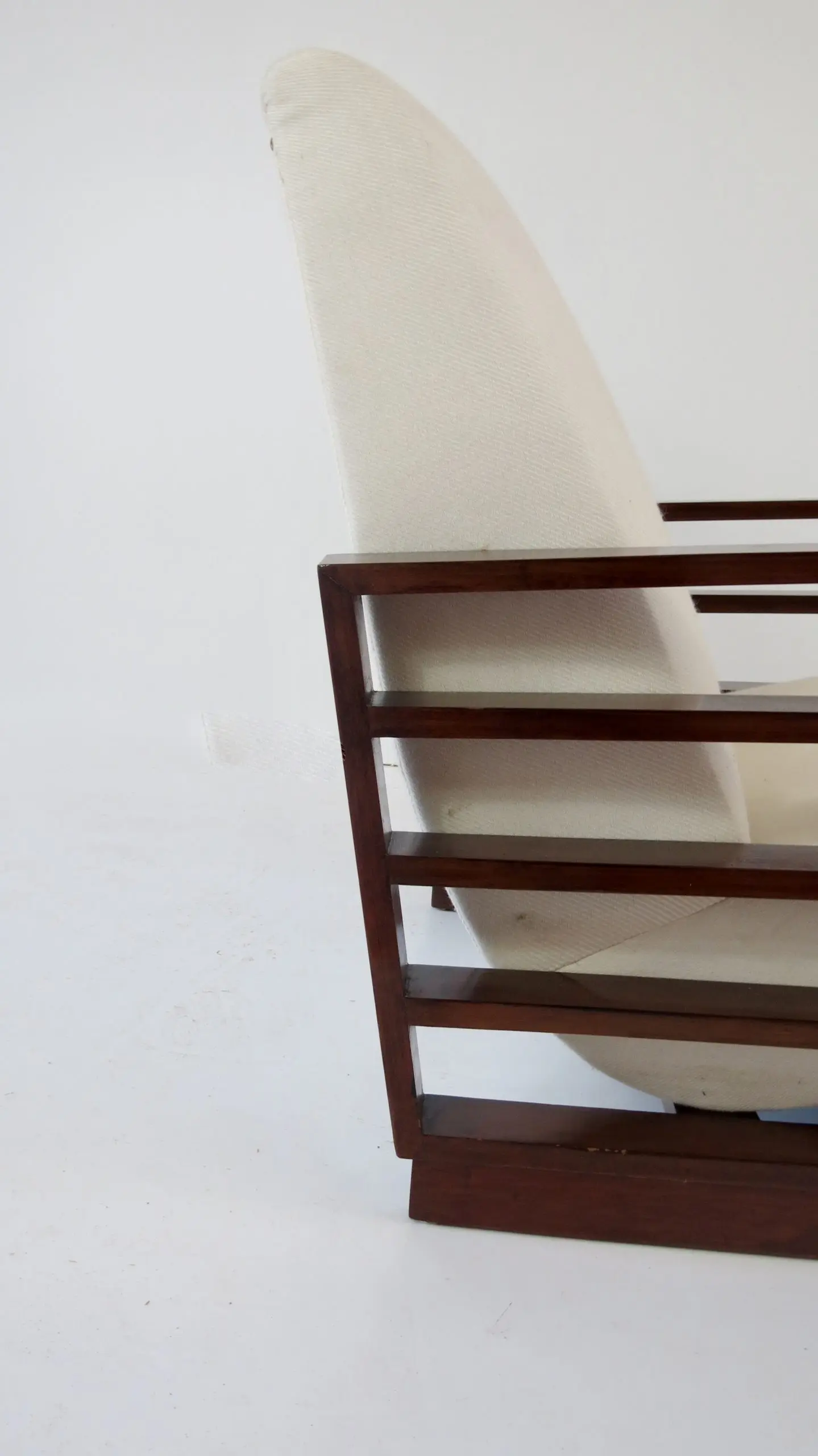 Fine Pair of Mario Quarti Rationalist Beech White Lounge Chairs, 1940 — photo 20