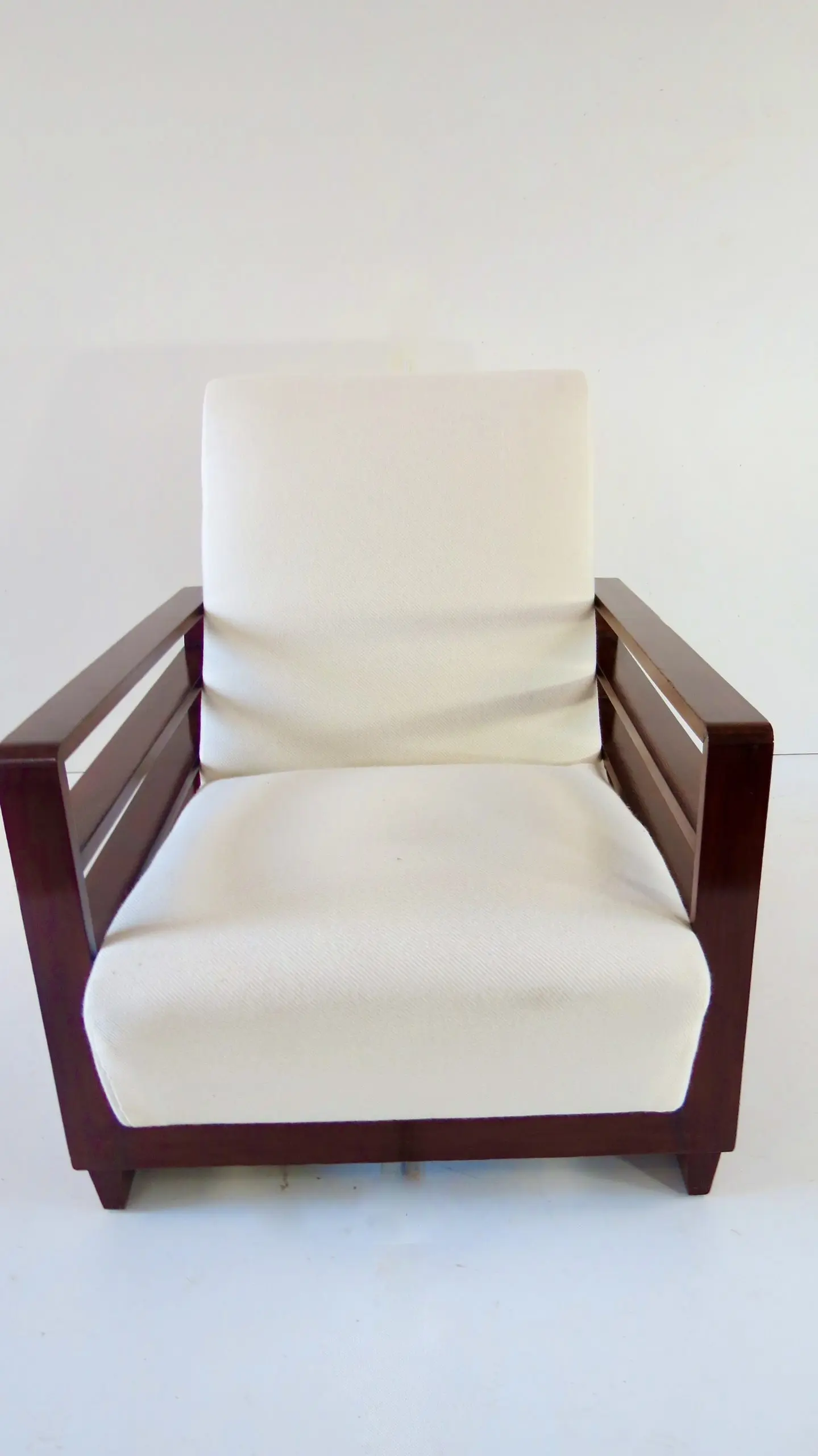 Fine Pair of Mario Quarti Rationalist Beech White Lounge Chairs, 1940 — photo 4
