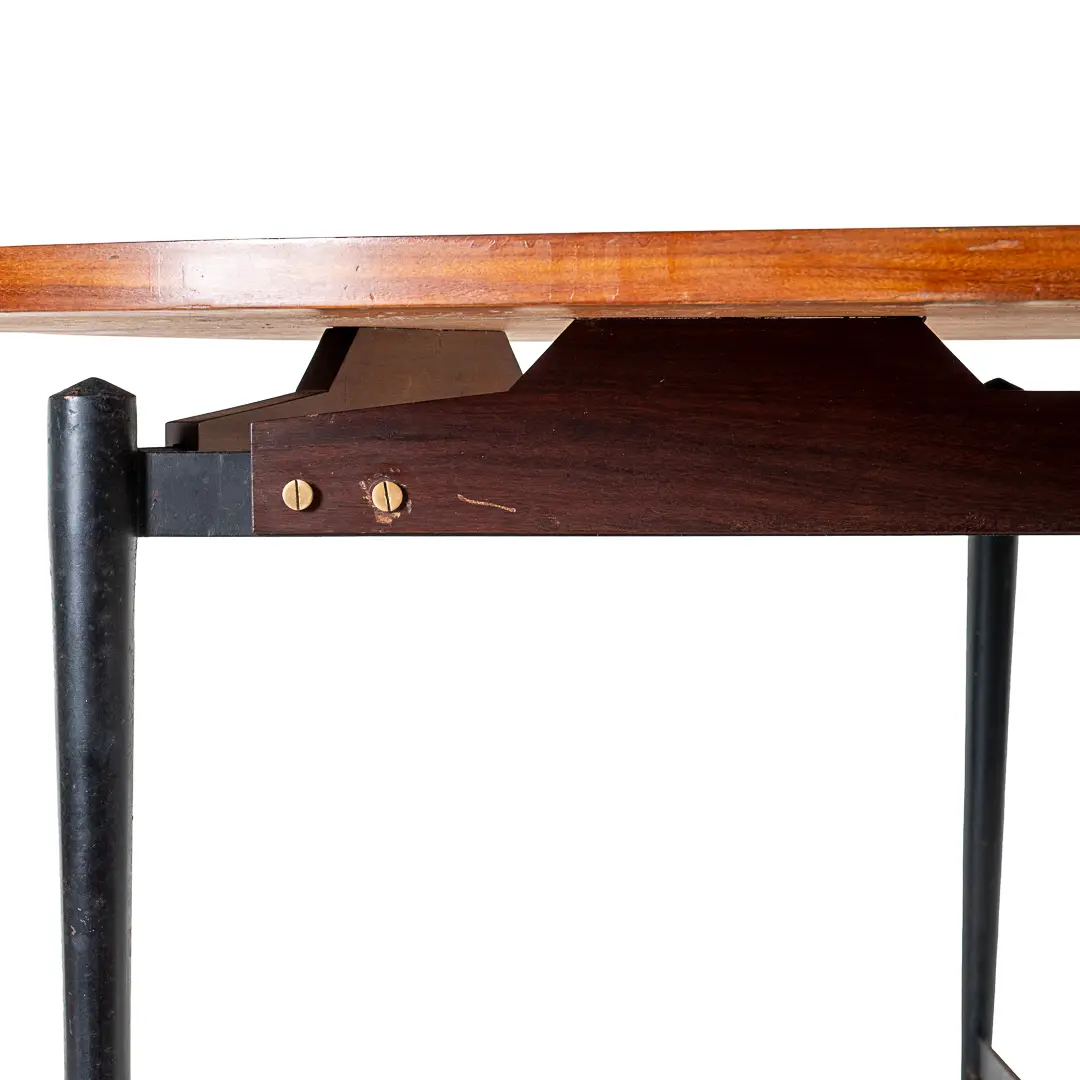 Fine Three Feet Silvio Cavatorta Large Teak Triangular Round Dining Table, 1950 — image 3