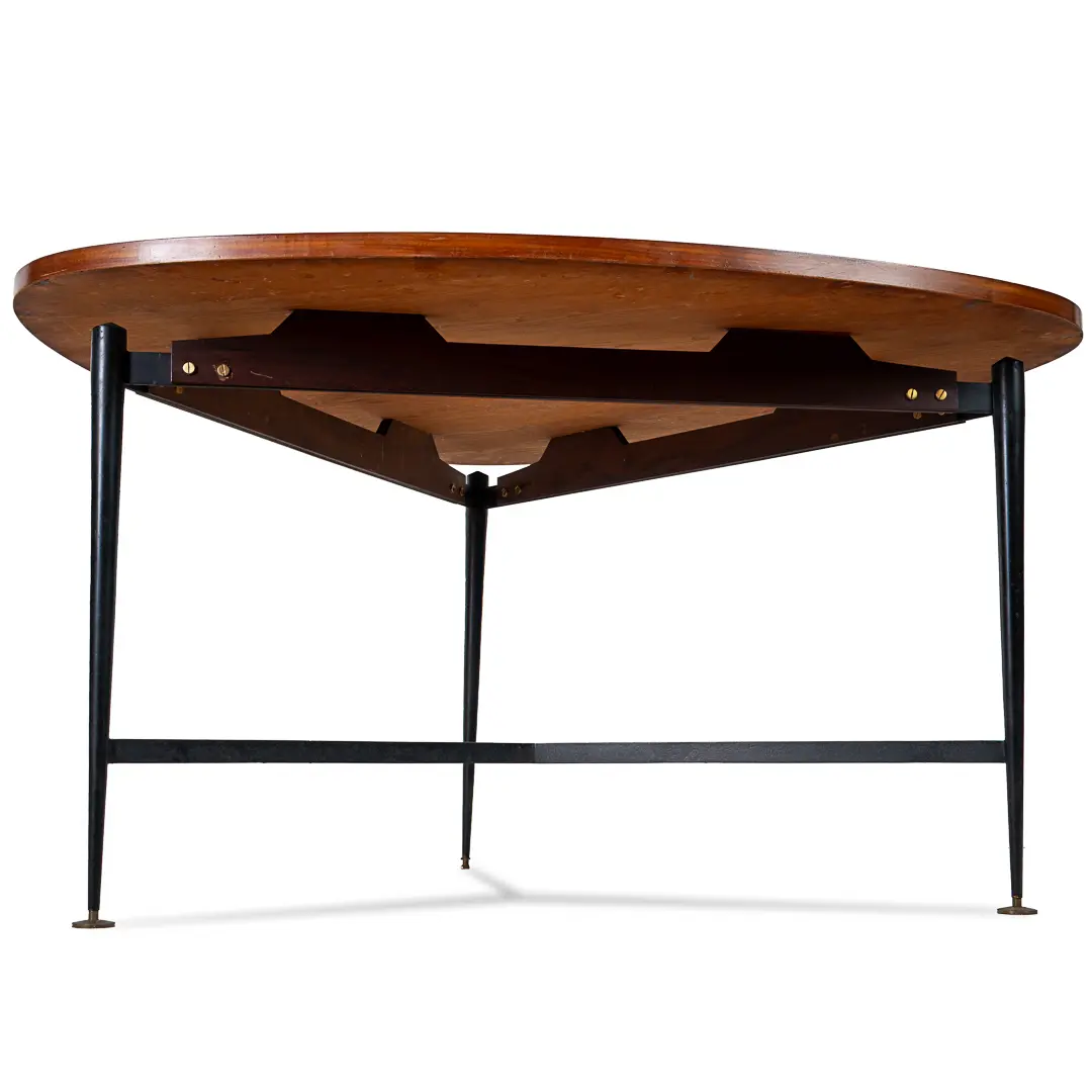 Fine Three Feet Silvio Cavatorta Large Teak Triangular Round Dining Table, 1950 — photo 5