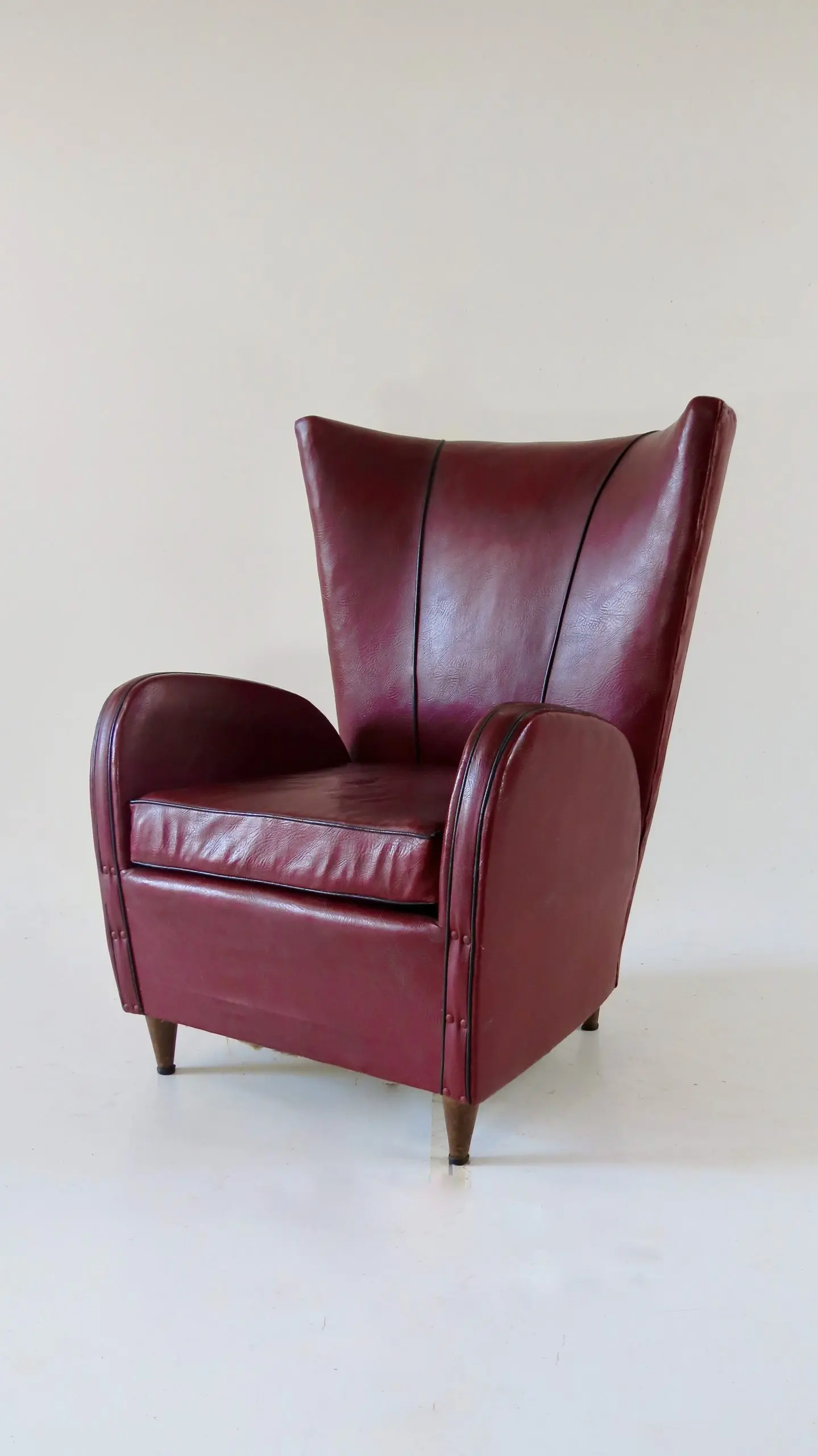 Pair of Rare Red Sky Paolo Buffa Armchairs, 1950 — photo 10