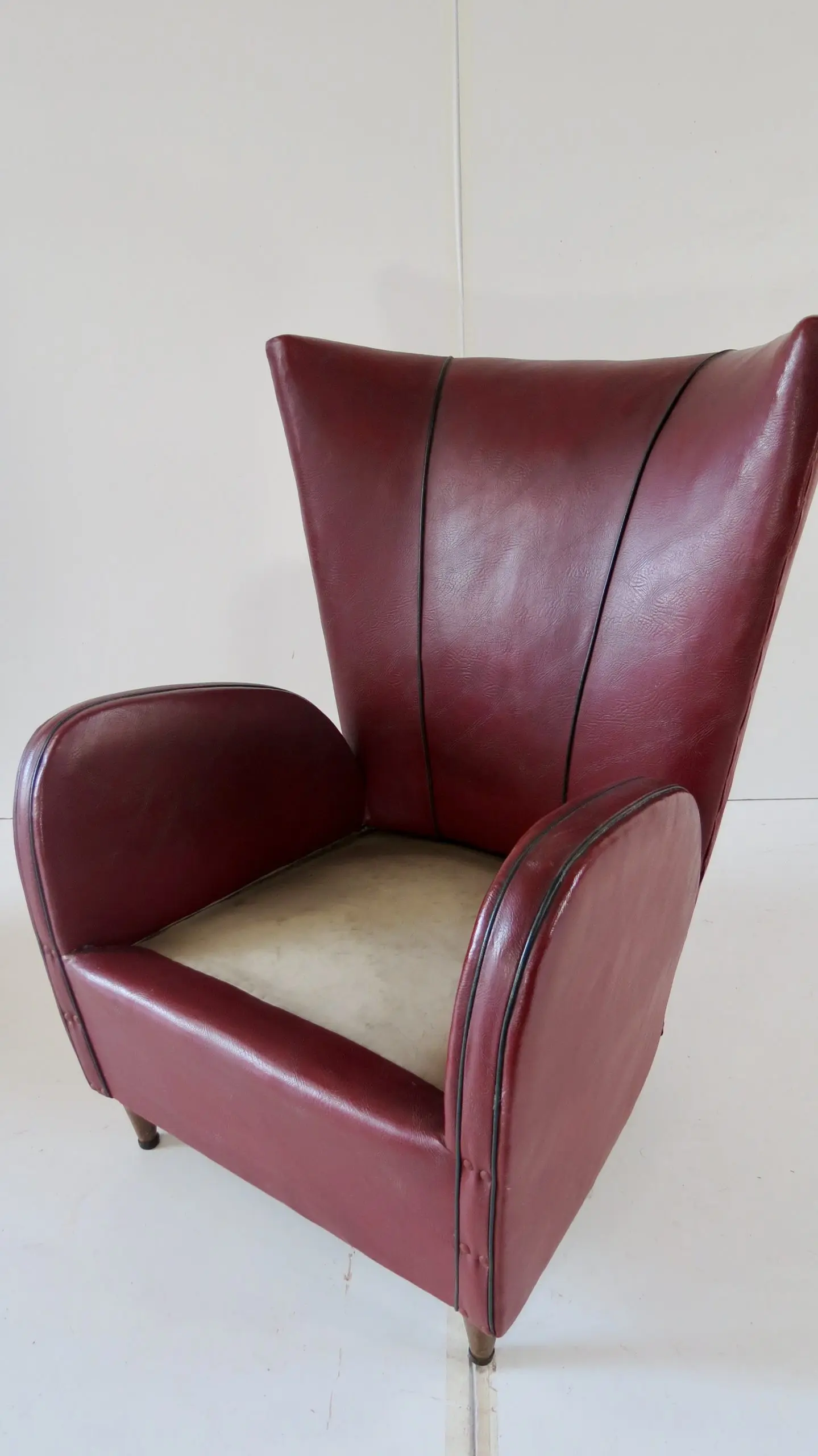 Pair of Rare Red Sky Paolo Buffa Armchairs, 1950 — photo 11