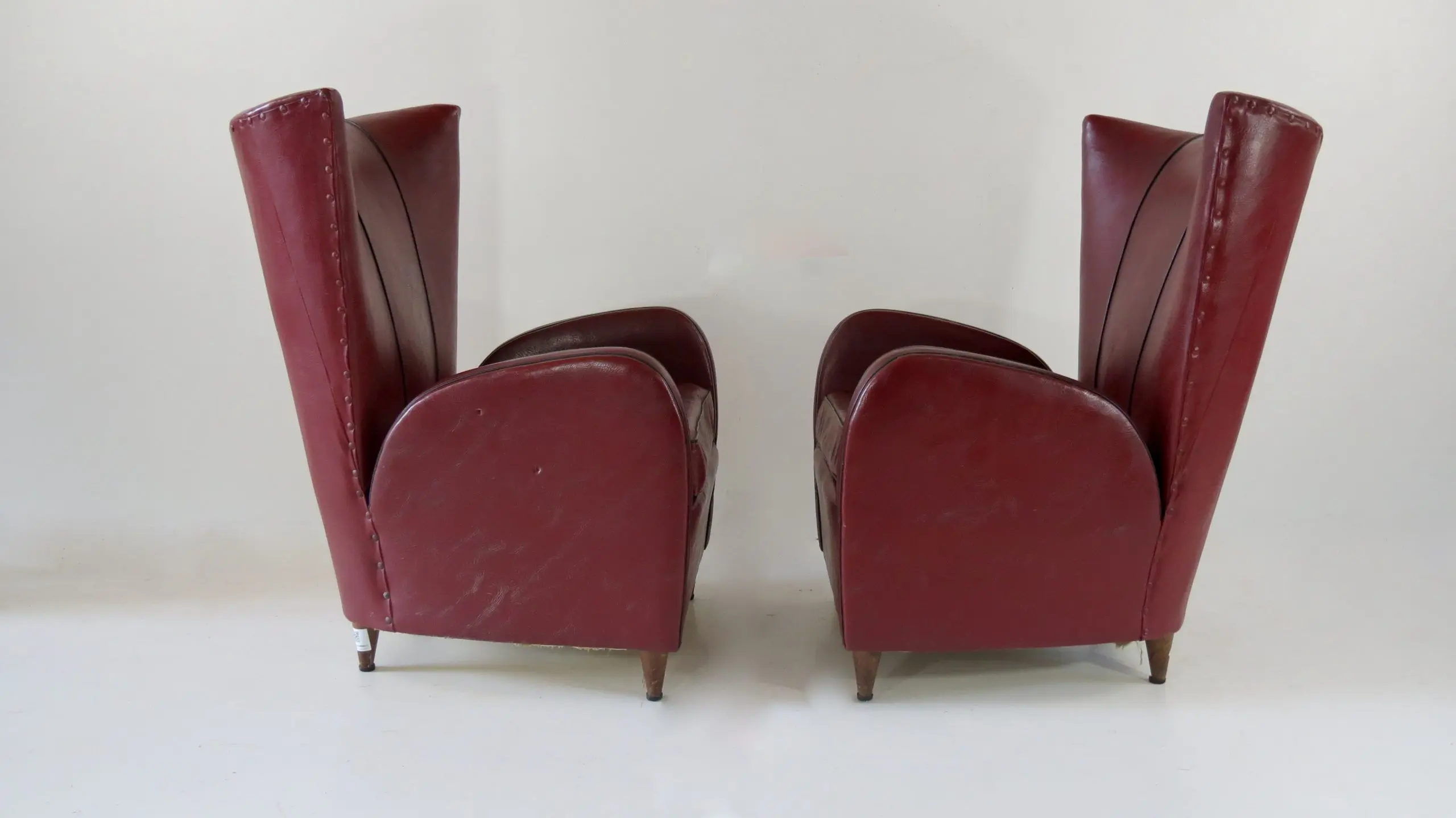Pair of Rare Red Sky Paolo Buffa Armchairs, 1950 — photo 6
