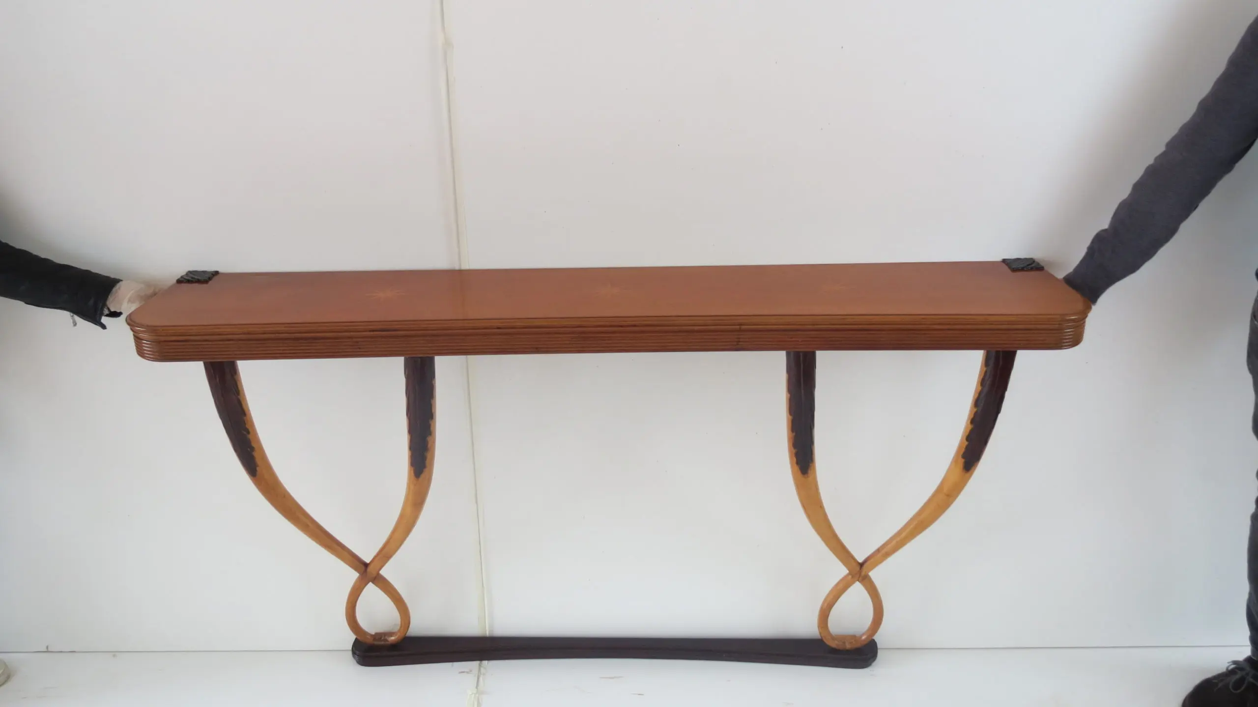 Large Important Inlaid Cherrywood Wall Console Tomaso Buzzi Attributed, c. 1940 — photo 14