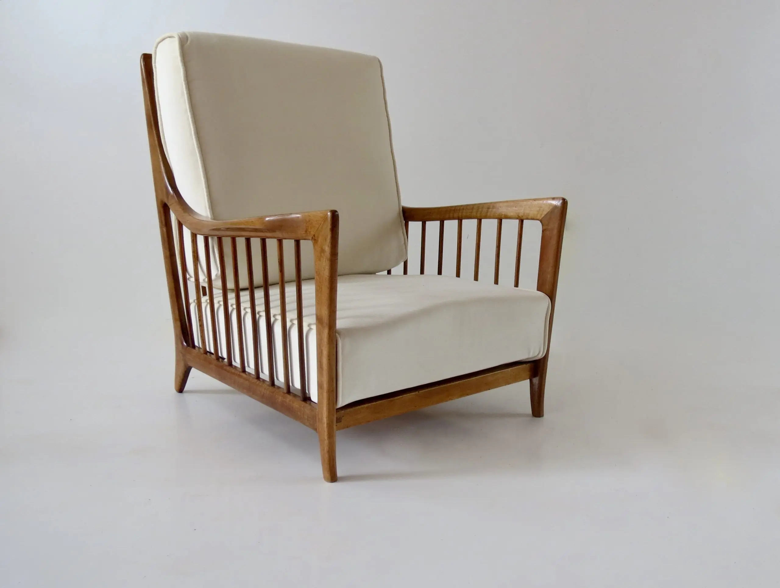 Rare Paolo Buffa White Cherrywood Armchair 118/F, 1950 — photo 16