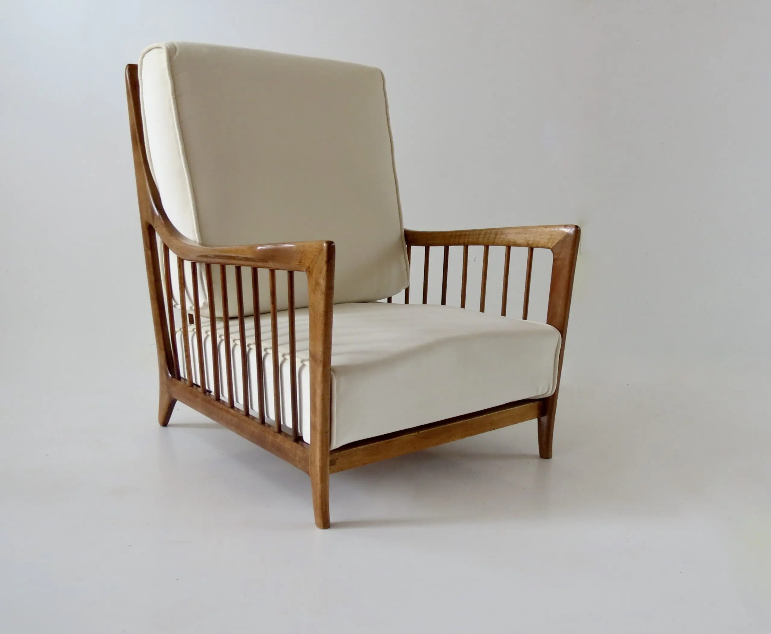 Rare Paolo Buffa White Cherrywood Armchair 118/F, 1950 — photo 17