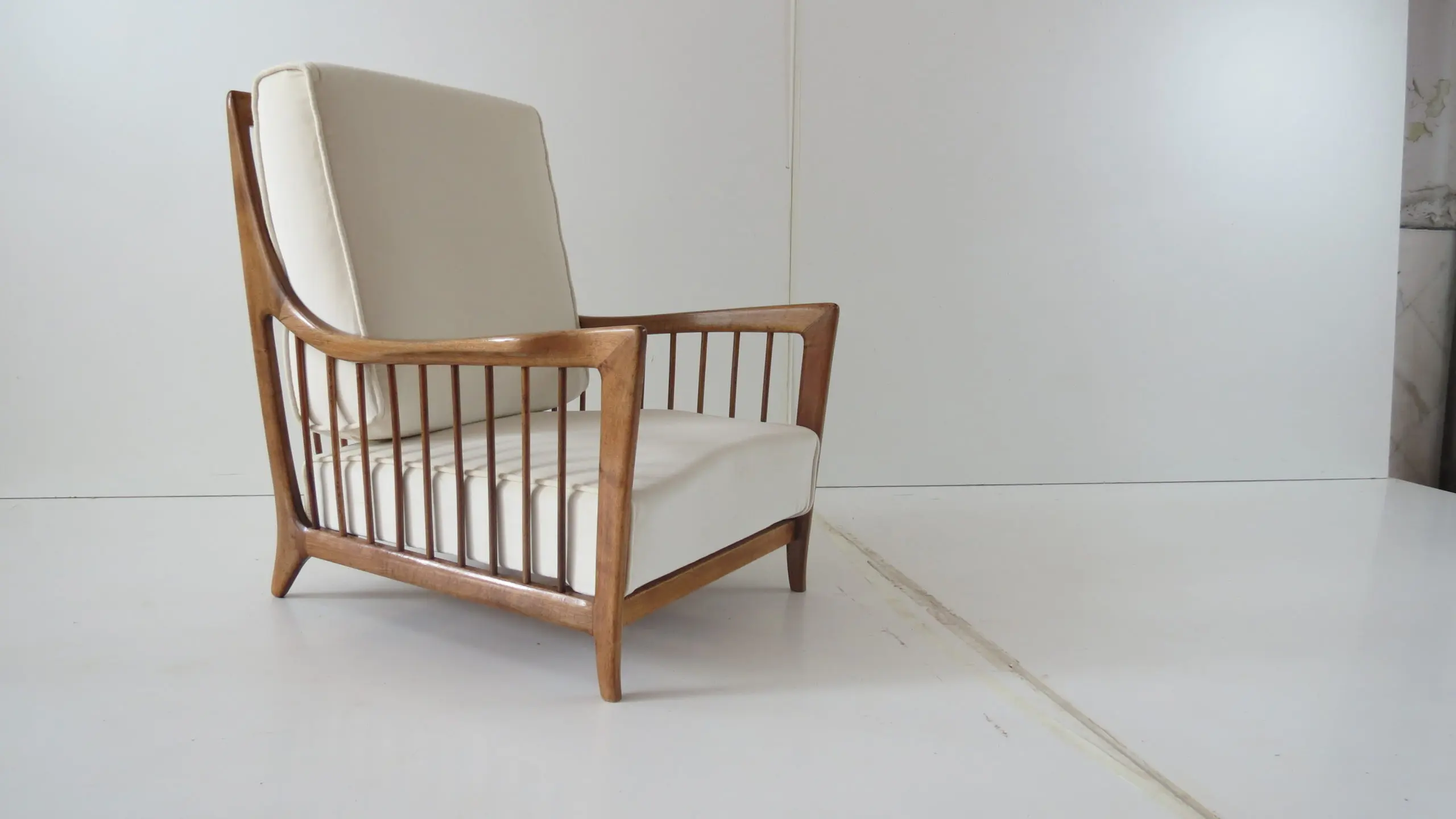Rare Paolo Buffa White Cherrywood Armchair 118/F, 1950 — photo 19