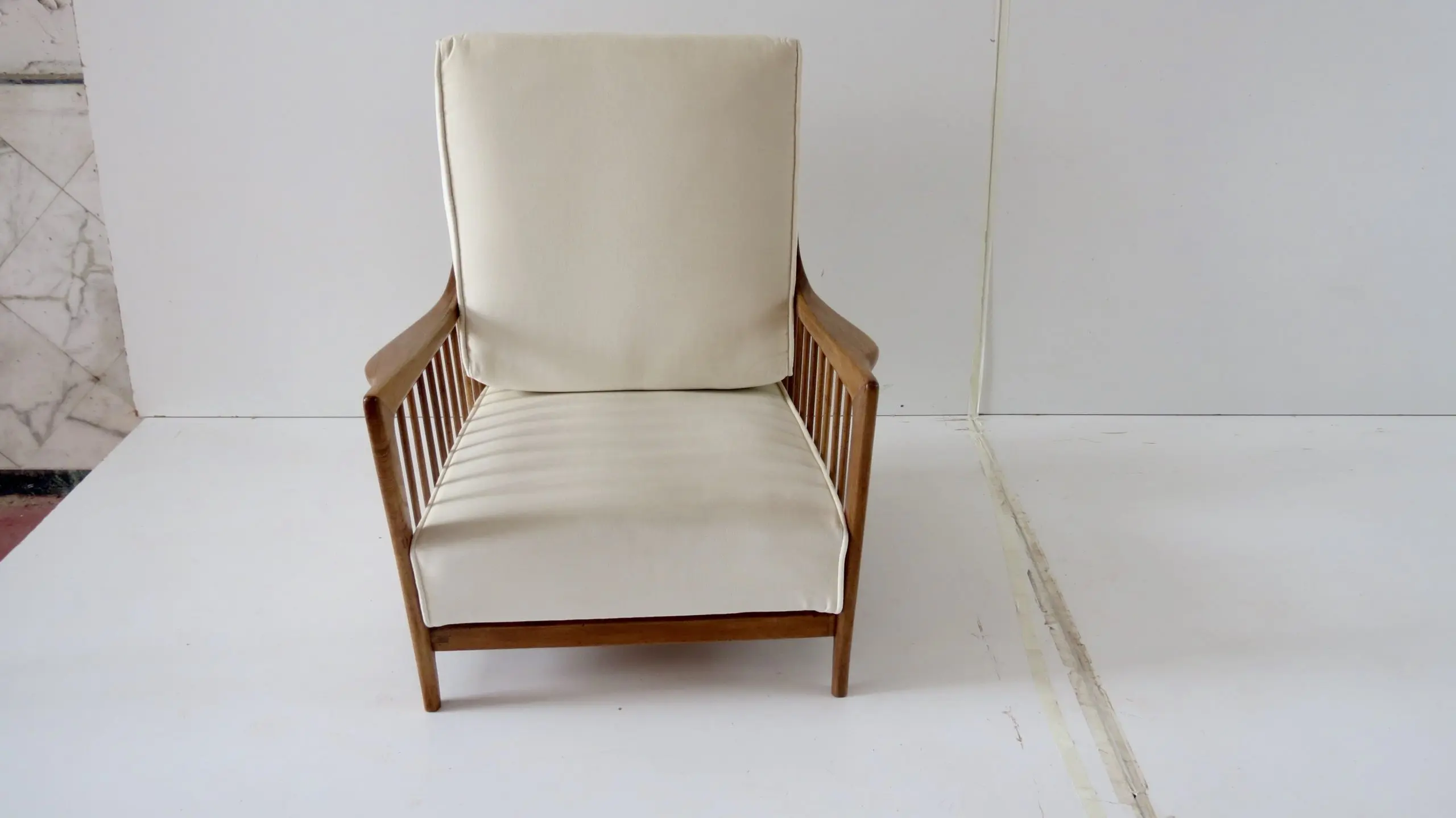 Rare Paolo Buffa White Cherrywood Armchair 118/F, 1950 — photo 24