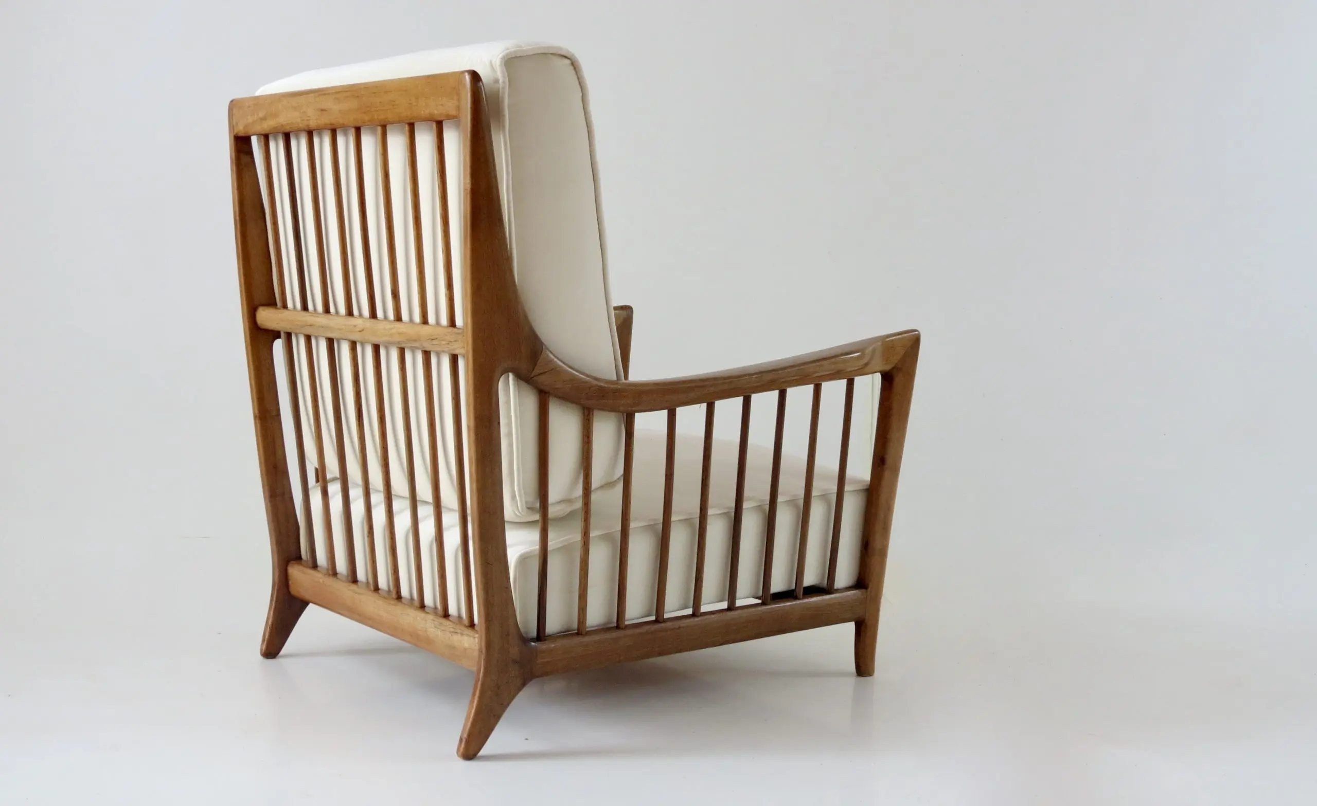 Rare Paolo Buffa White Cherrywood Armchair 118/F, 1950 — photo 21
